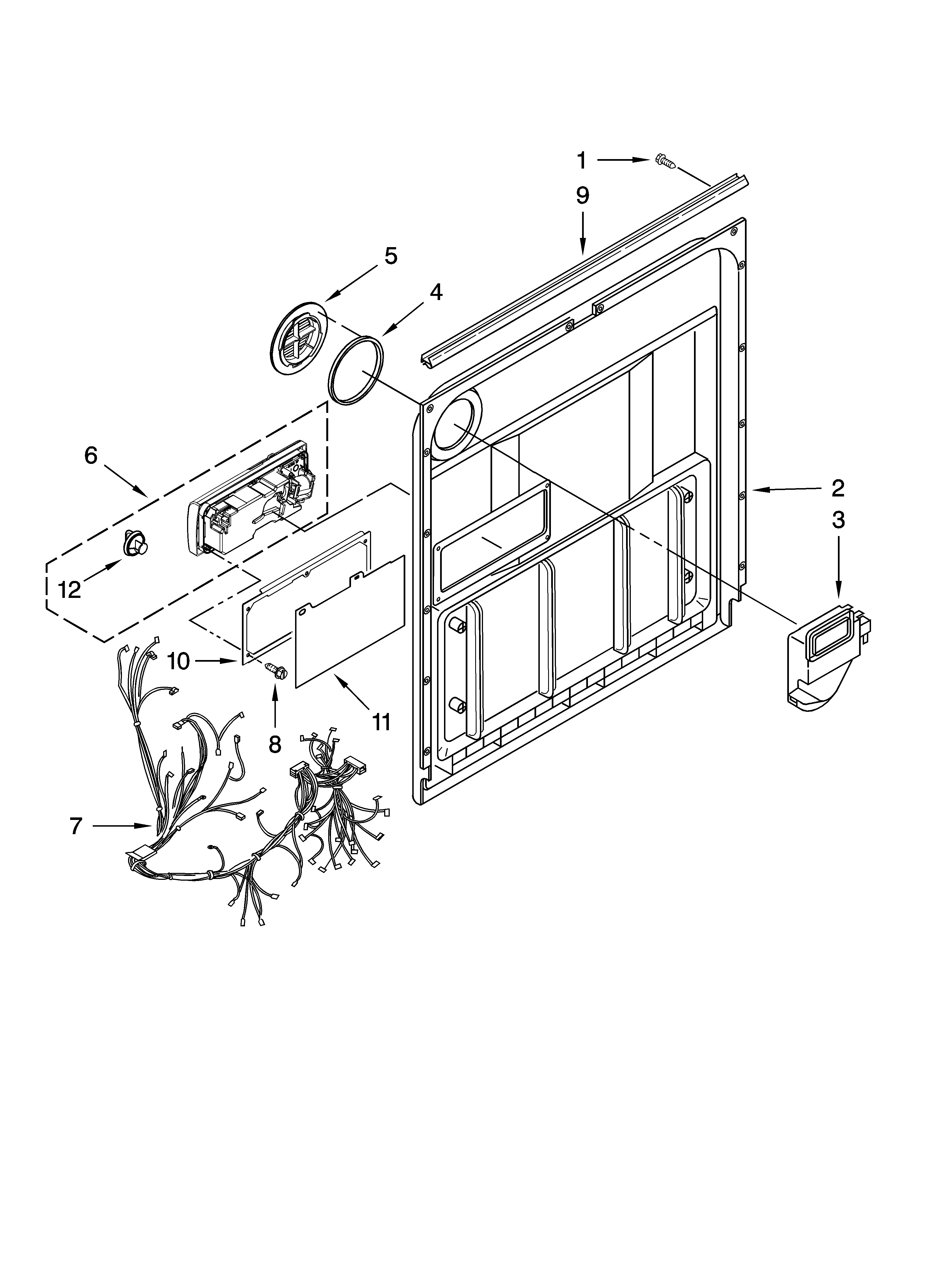Whirlpool DU1301XTVB1 door and latch parts diagram