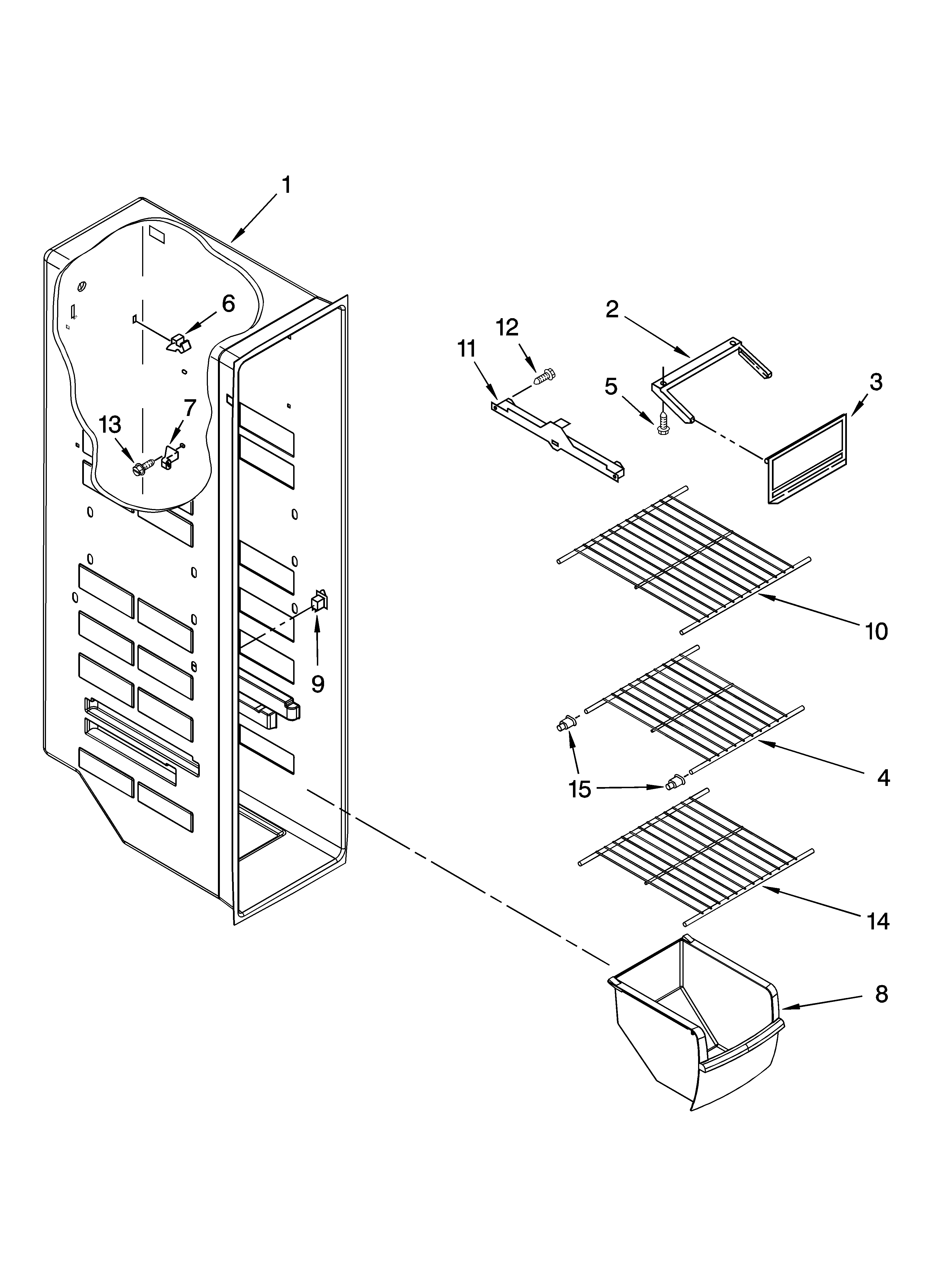 Whirlpool ED2CHQXVB01 freezer liner parts diagram