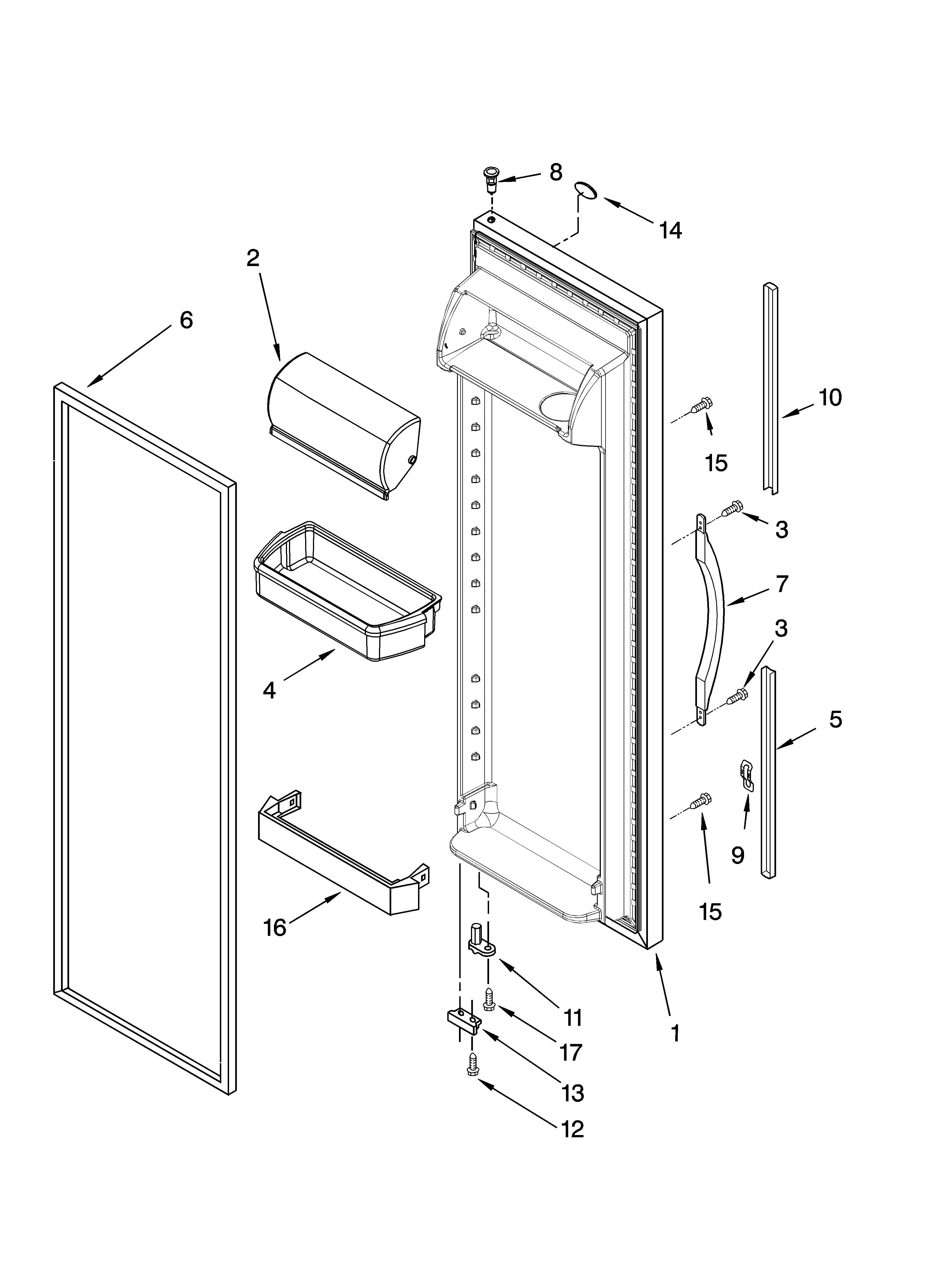 Whirlpool ED2CHQXVB01 refrigerator door parts diagram