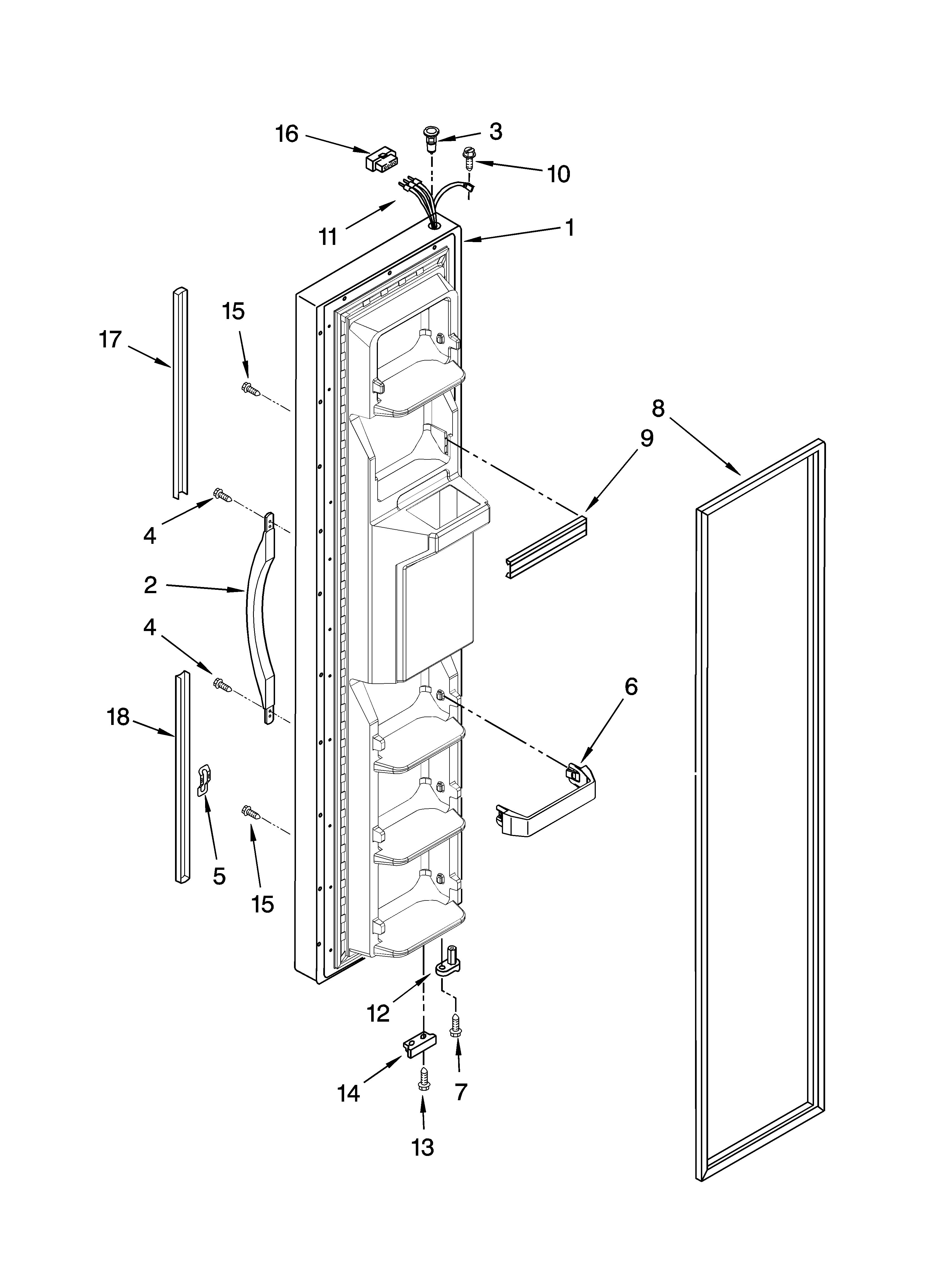 Whirlpool ED2CHQXVB01 freezer door parts diagram