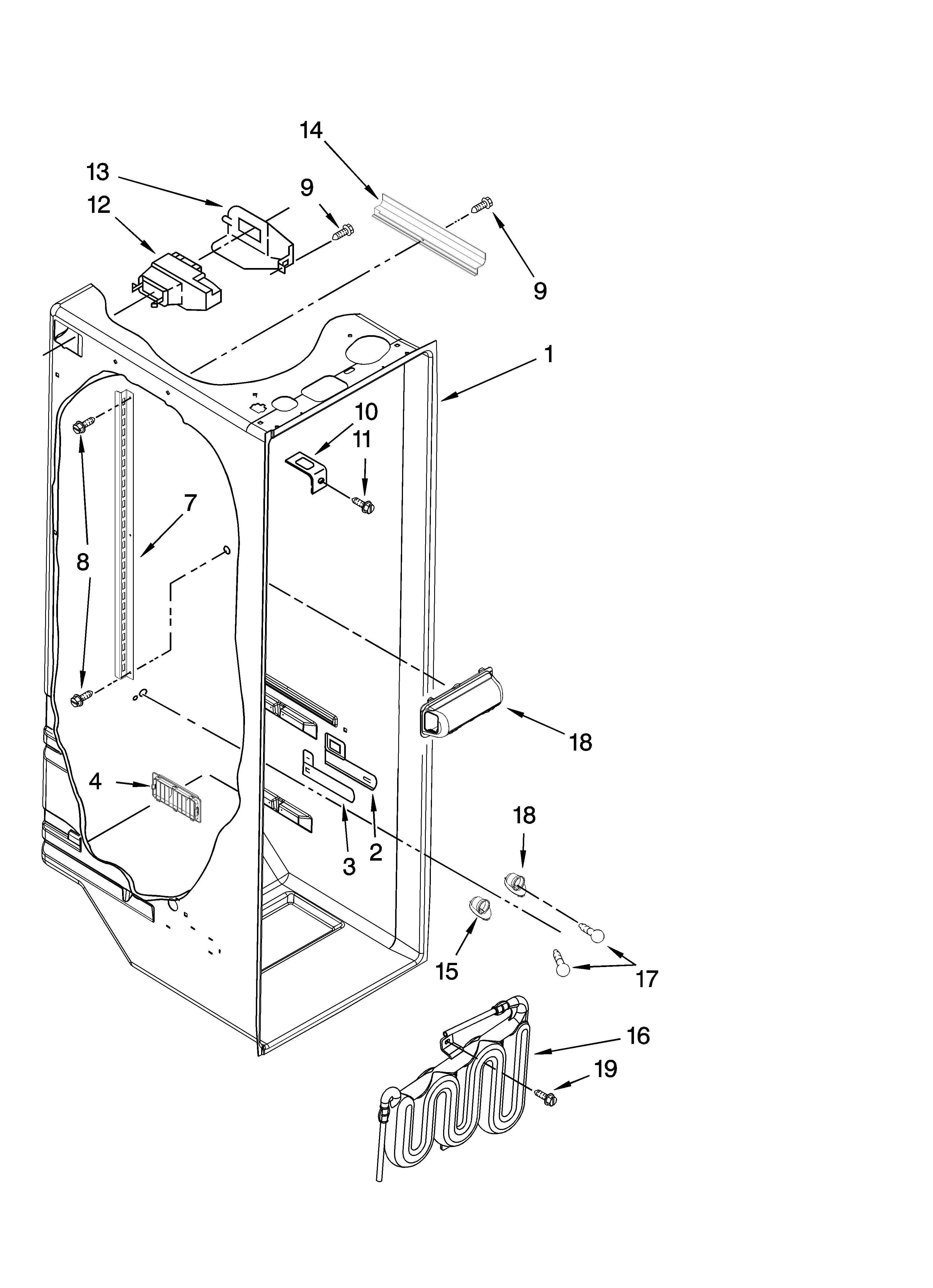 Whirlpool ED5HHAXVB03 refrigerator liner parts diagram