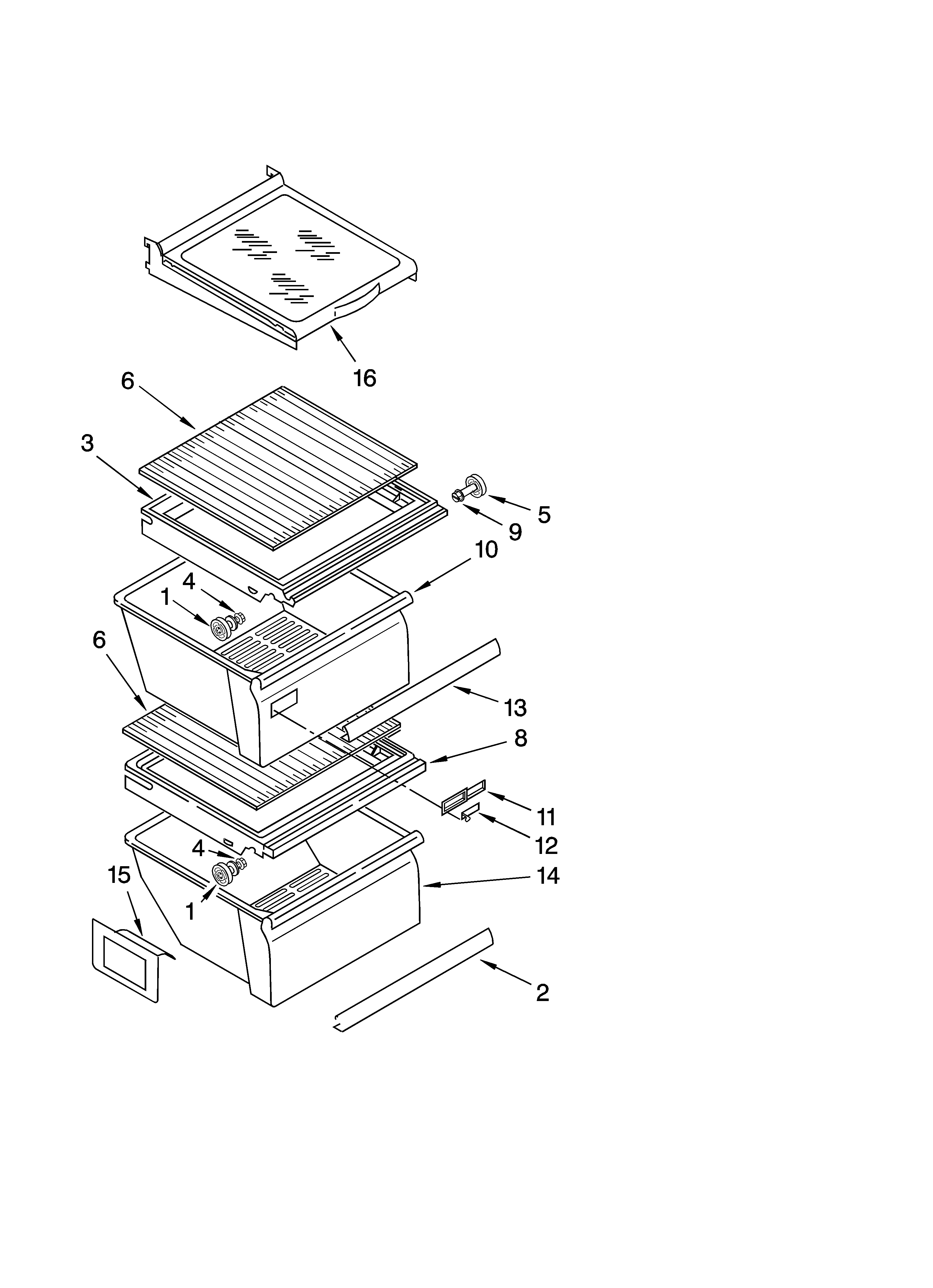 Whirlpool ED5HHAXVB03 refrigerator shelf parts diagram