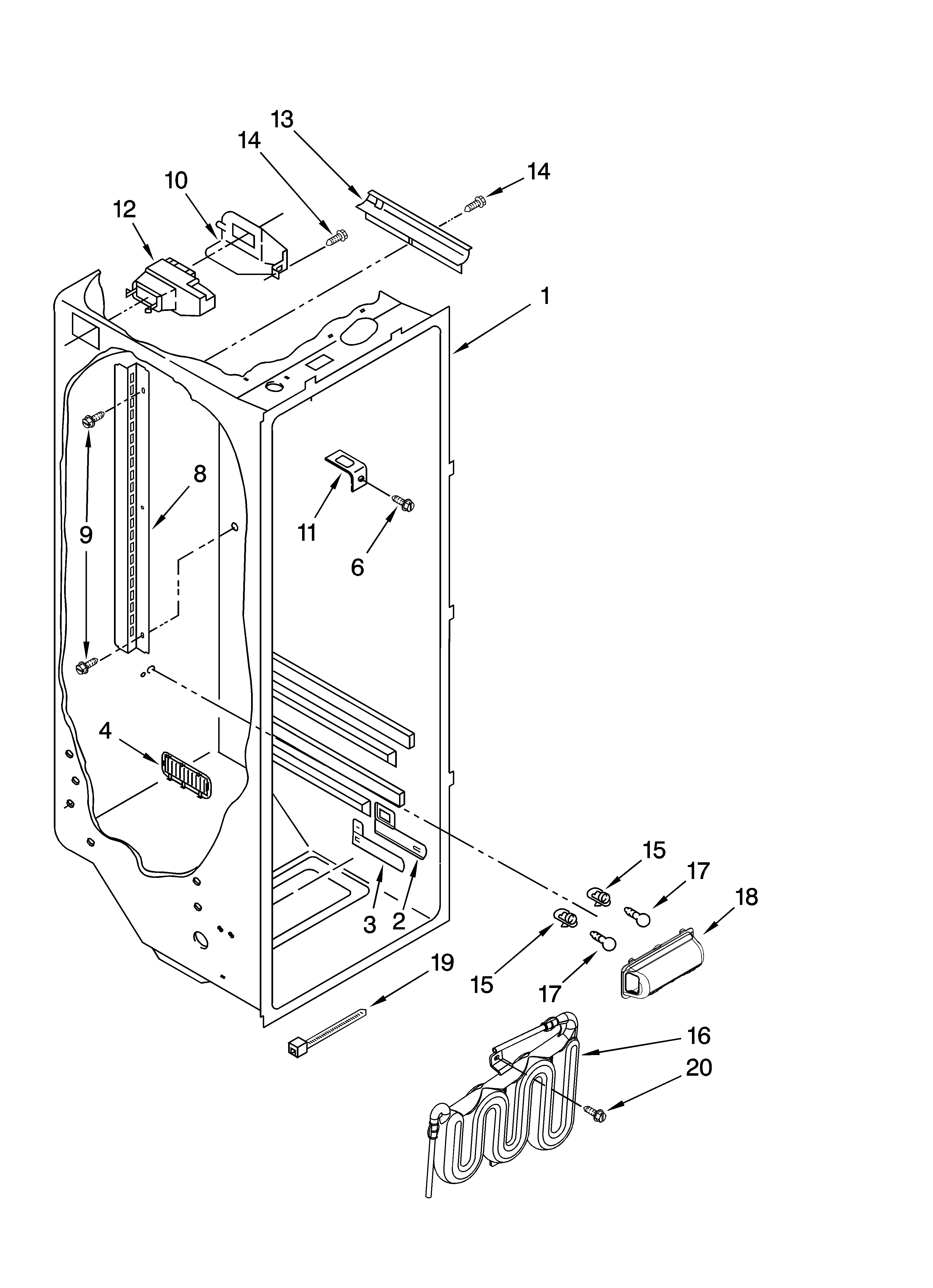 Whirlpool ED5HVEXVB03 refrigerator liner parts diagram