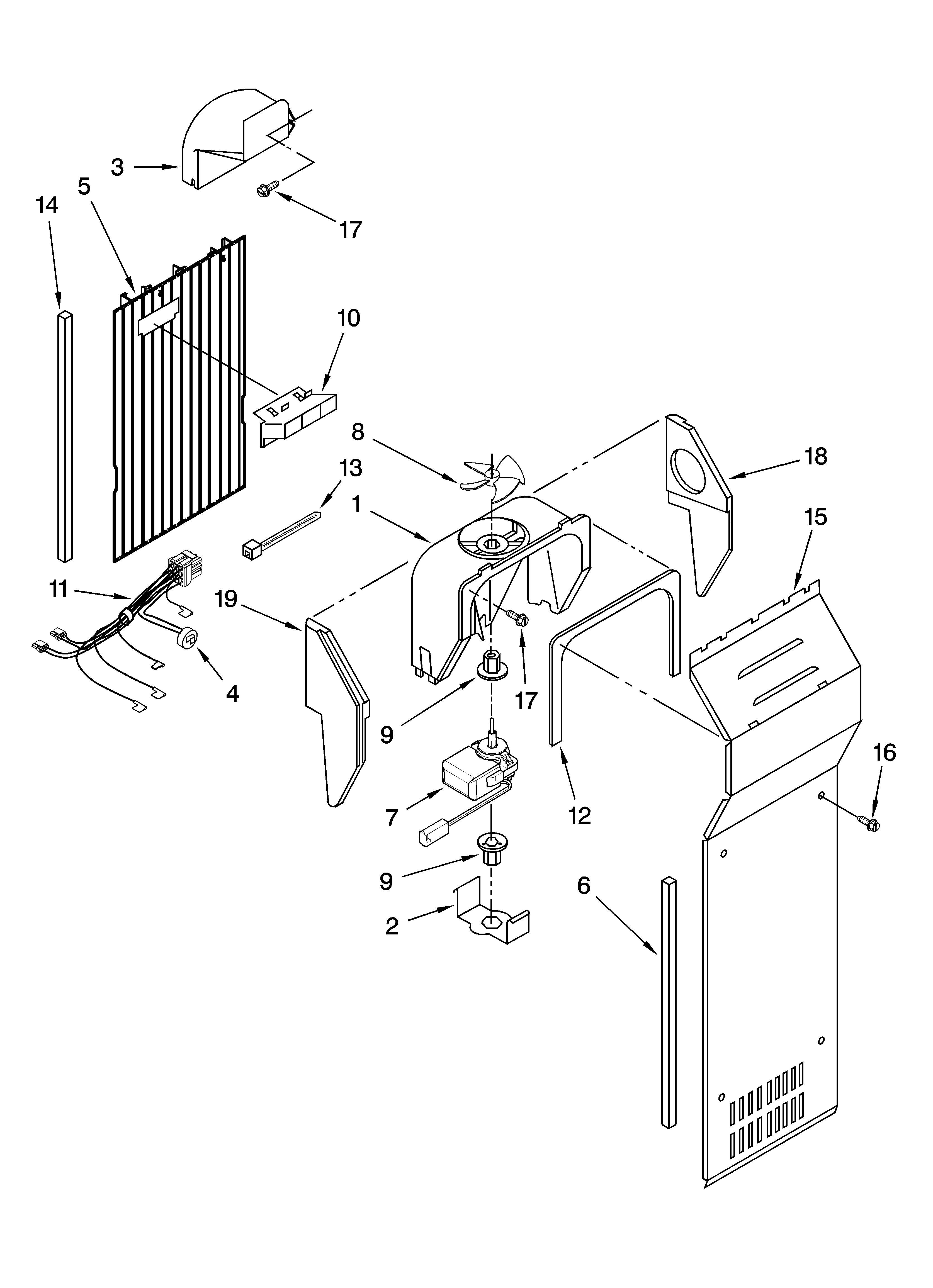 Whirlpool ED5HVEXVB03 air flow parts diagram