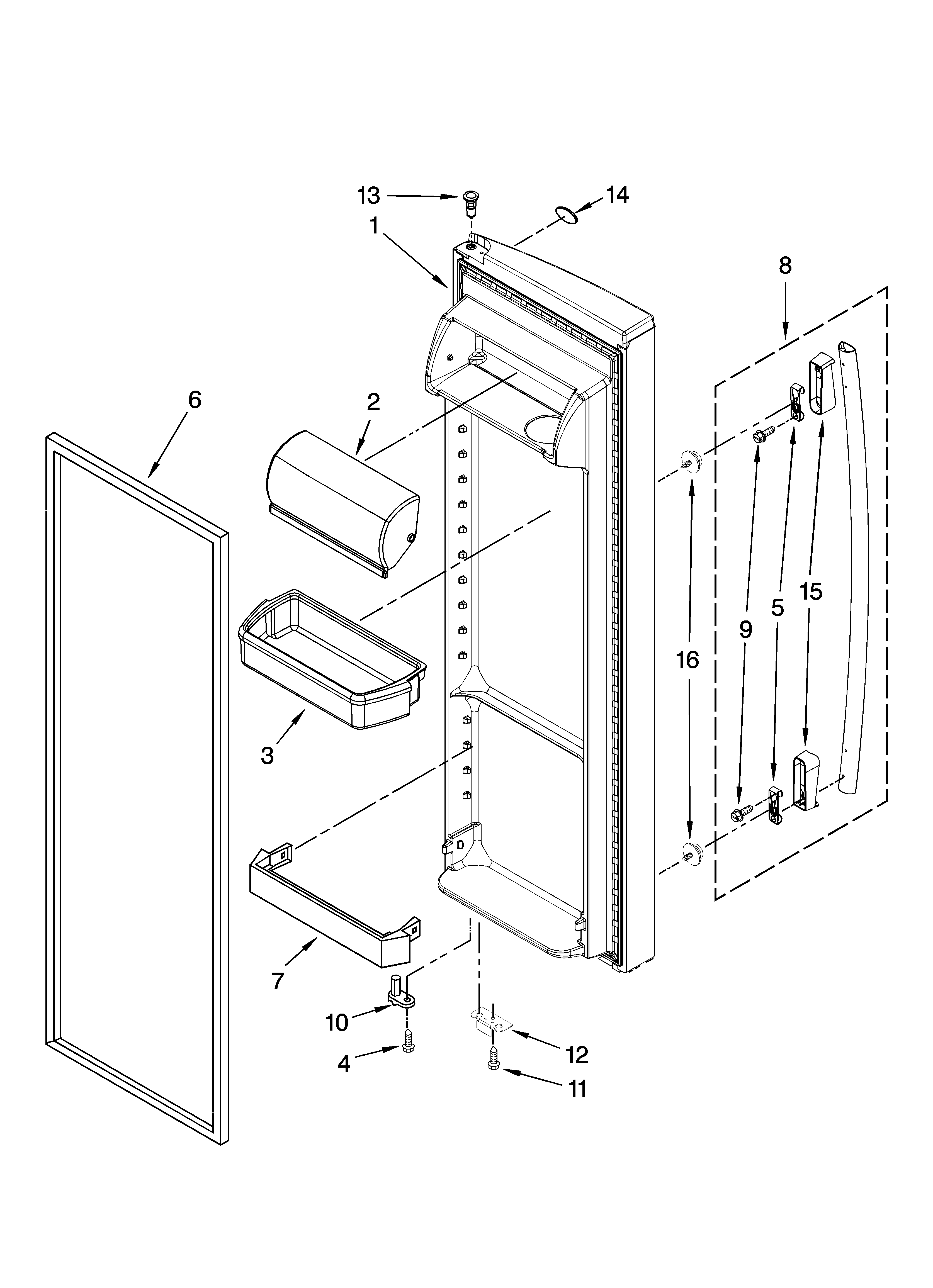 Whirlpool ED5PBAXVB01 refrigerator door parts diagram