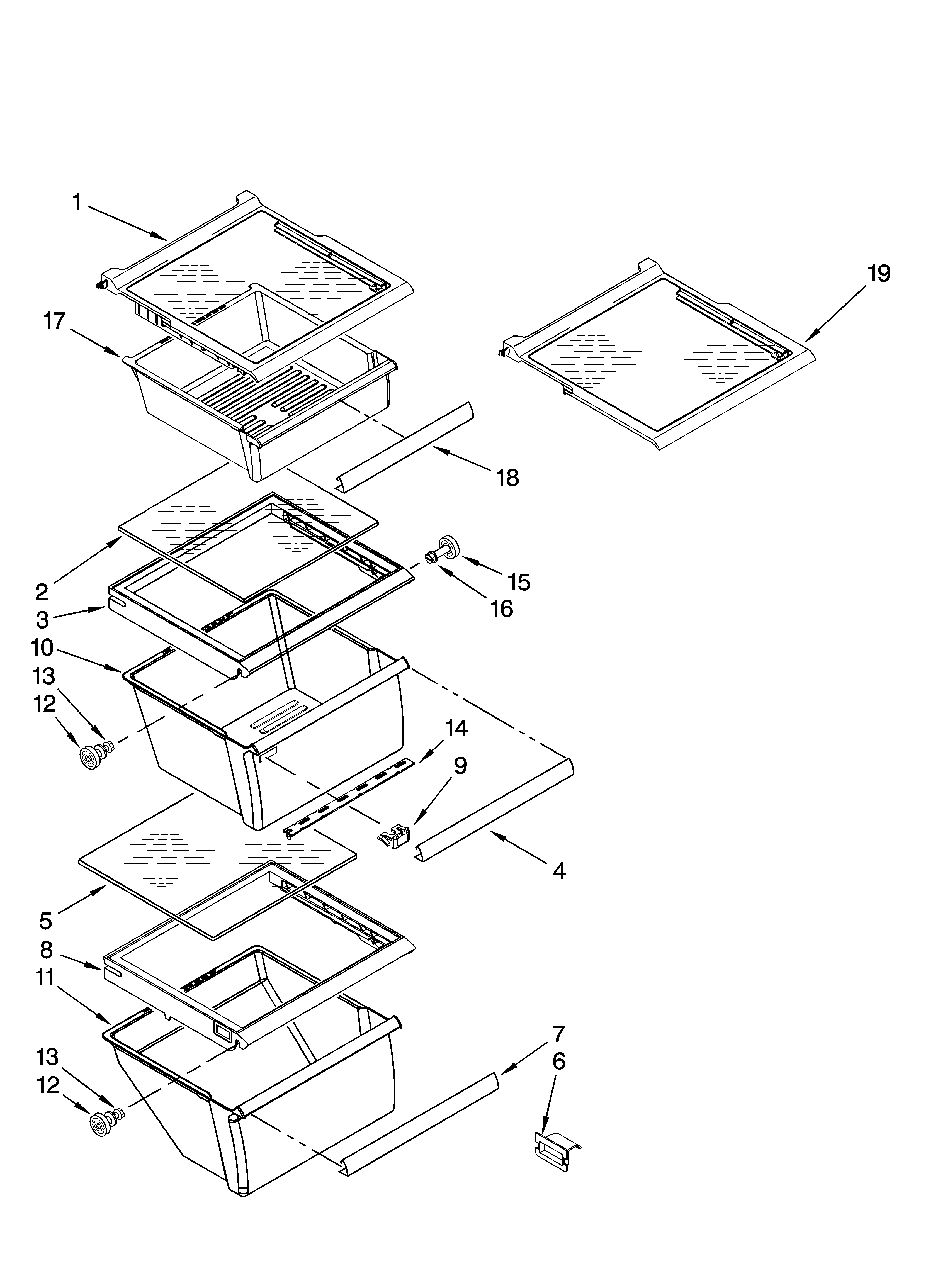 Whirlpool GS2KVAXVS01 refrigerator shelf parts diagram
