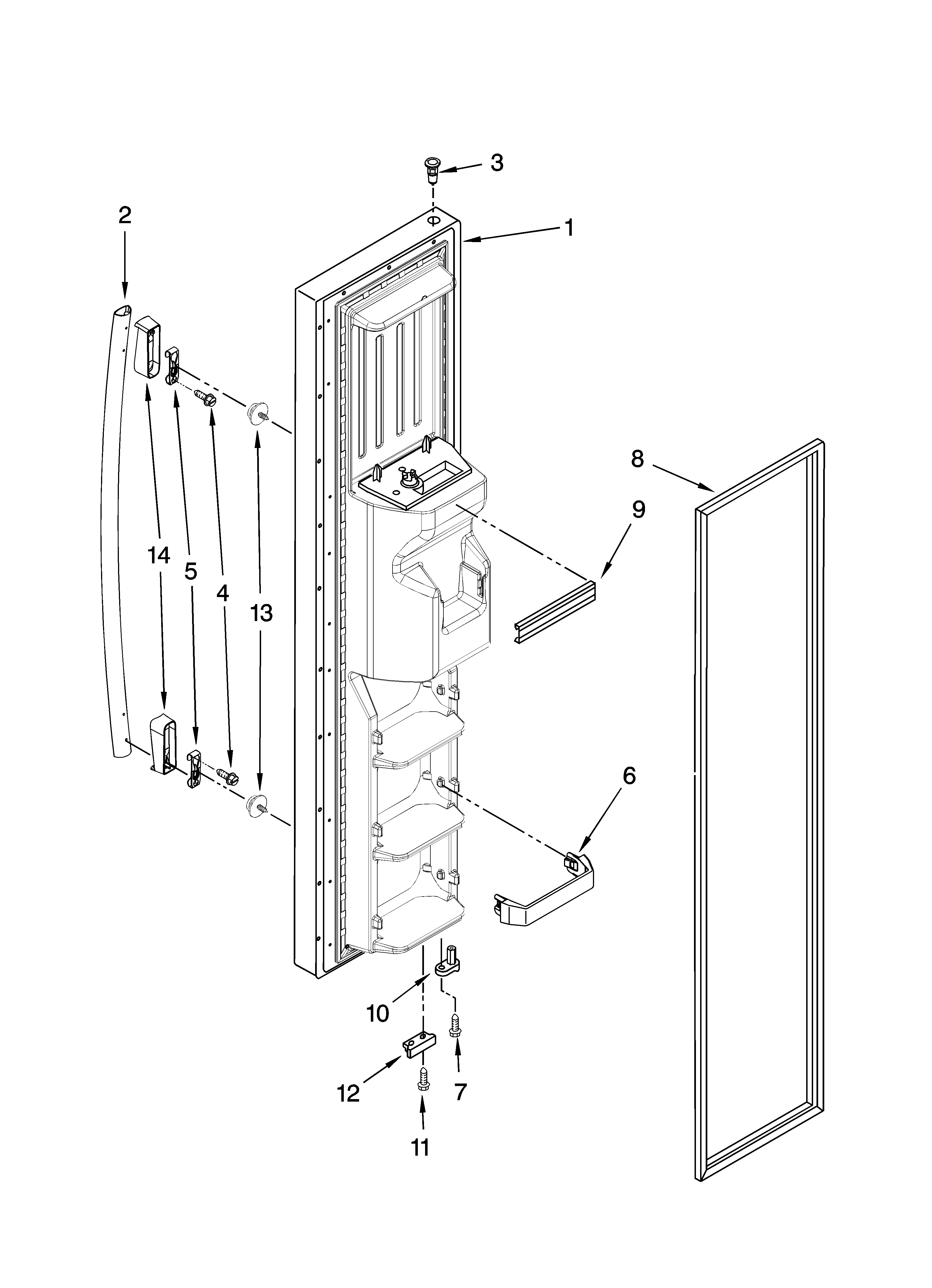 Whirlpool GS2KVAXVS01 freezer door parts diagram