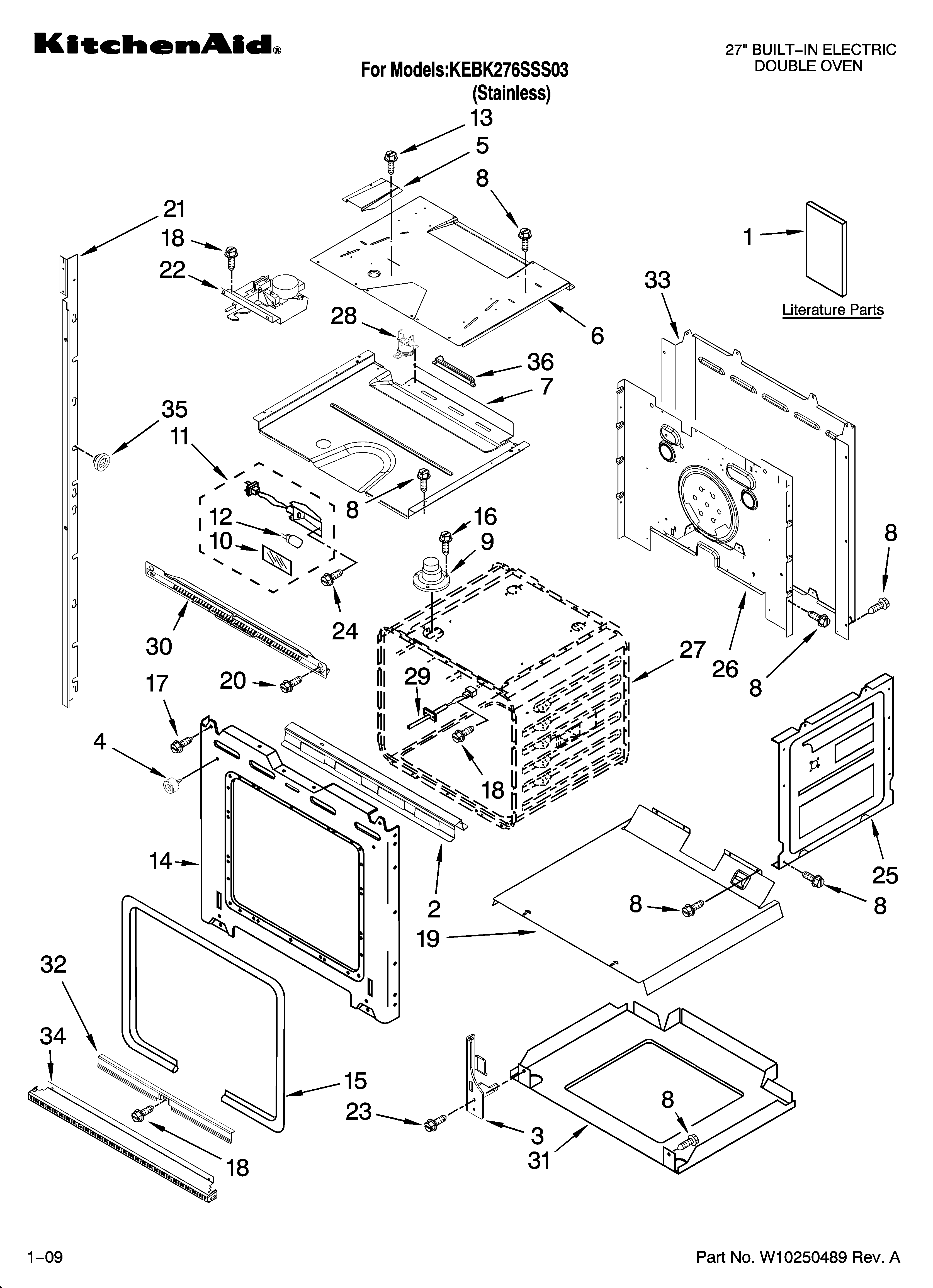 KitchenAid KEBK276SSS03 oven parts diagram