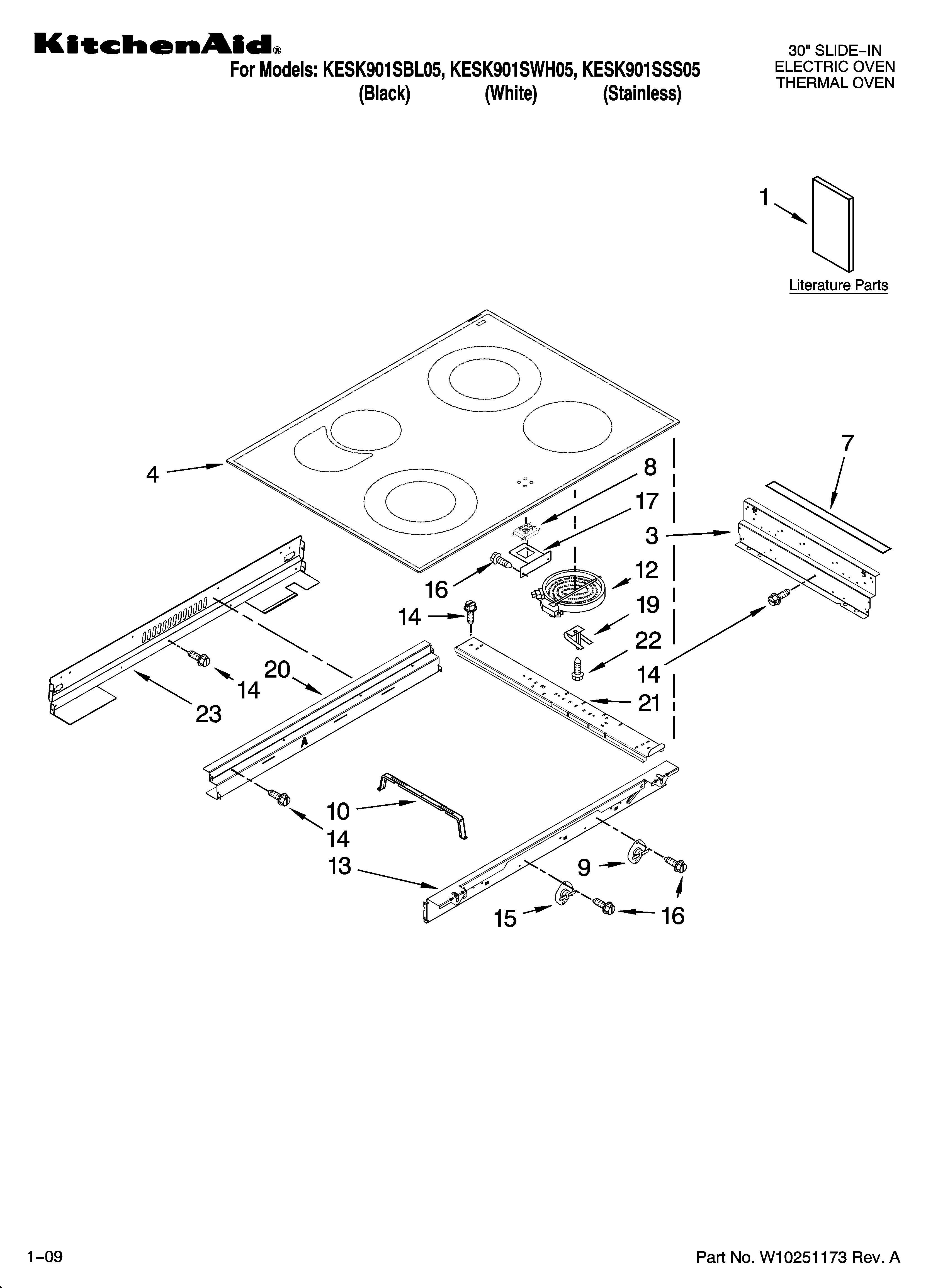 KitchenAid KESK901SSS05 cooktop parts diagram