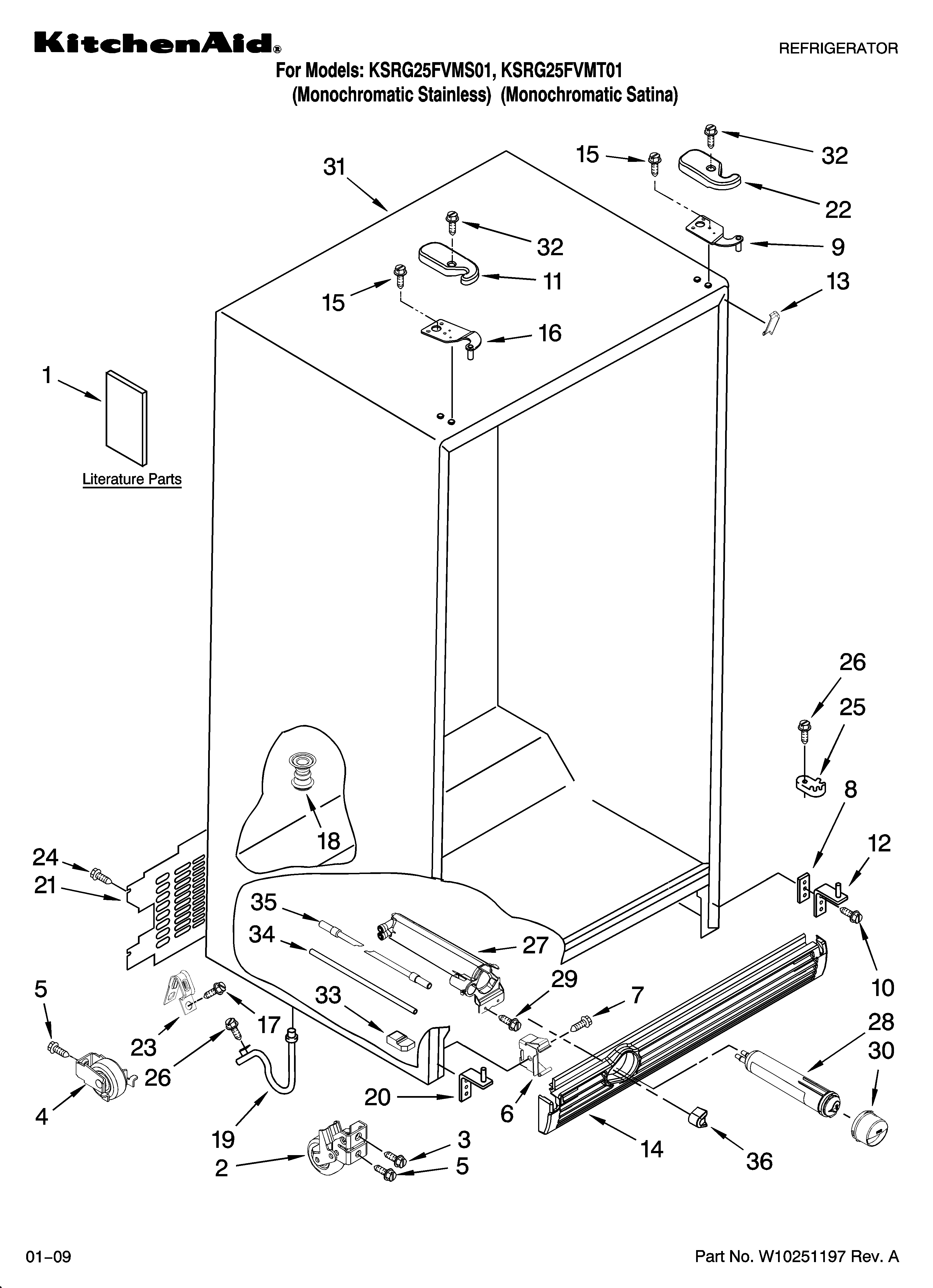 KitchenAid KSRG25FVMS01 cabinet parts diagram
