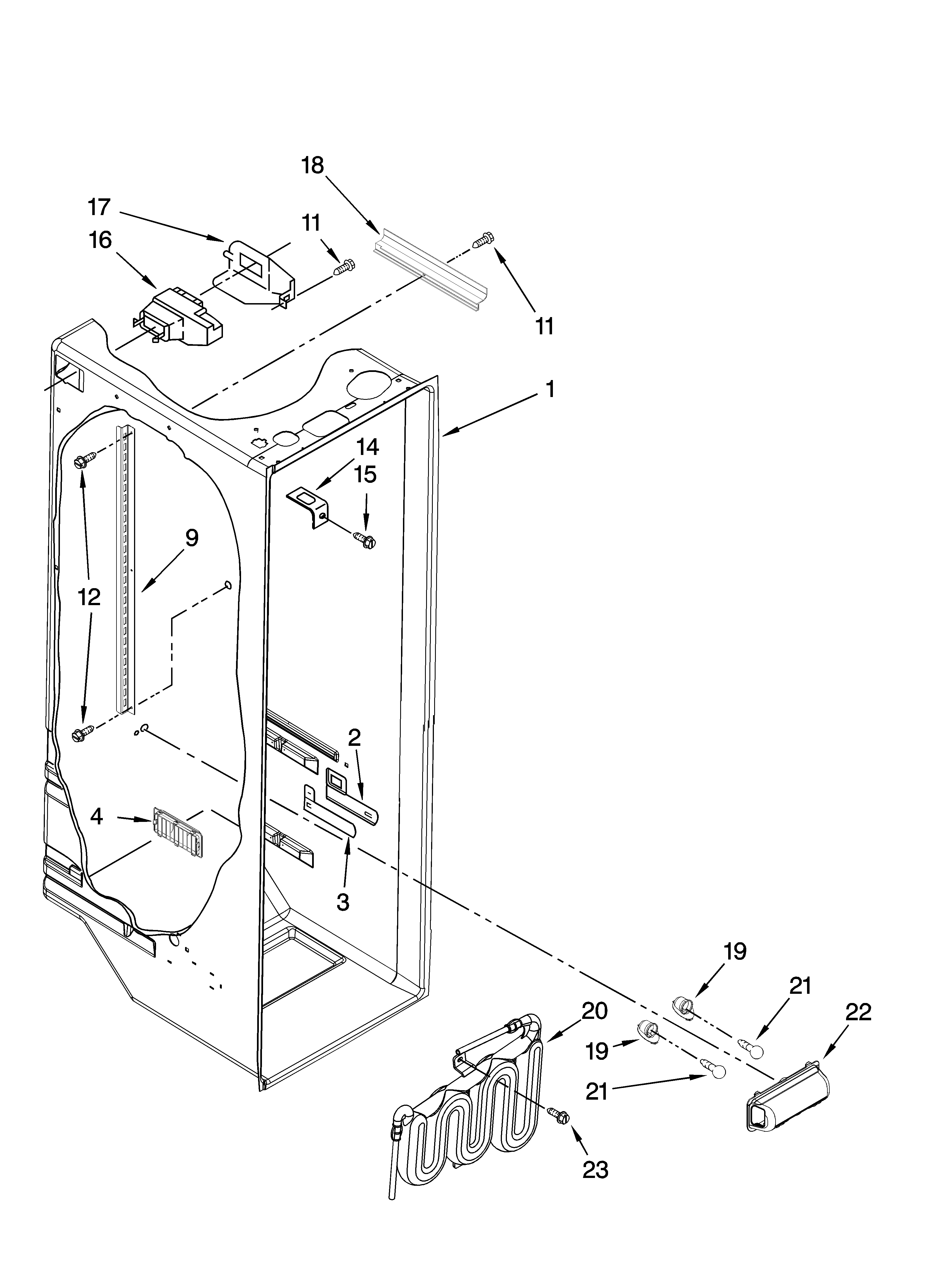 KitchenAid KSRG25FVMS01 refrigerator liner parts diagram
