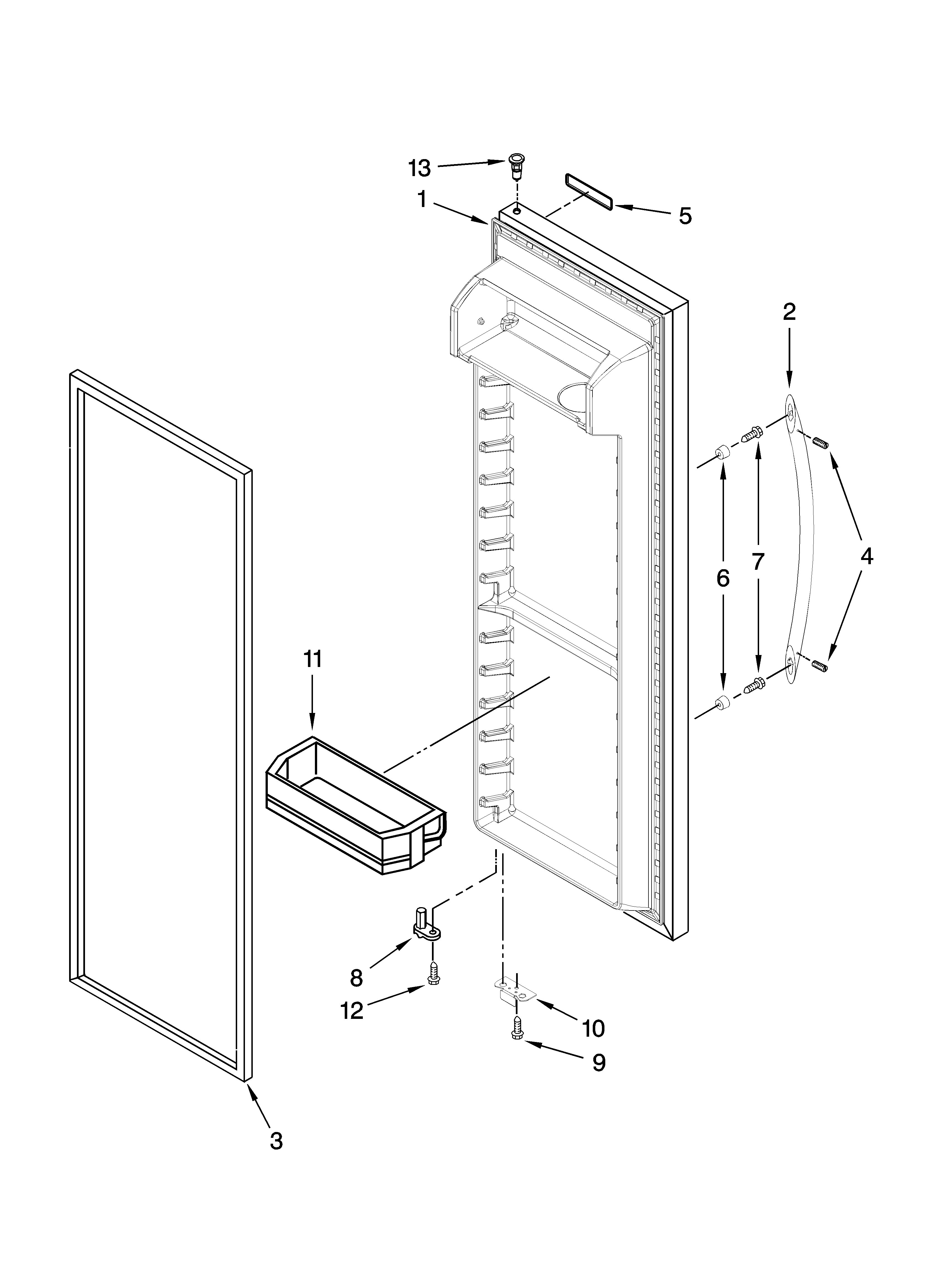 KitchenAid KSRG25FVMS01 refrigerator door parts diagram