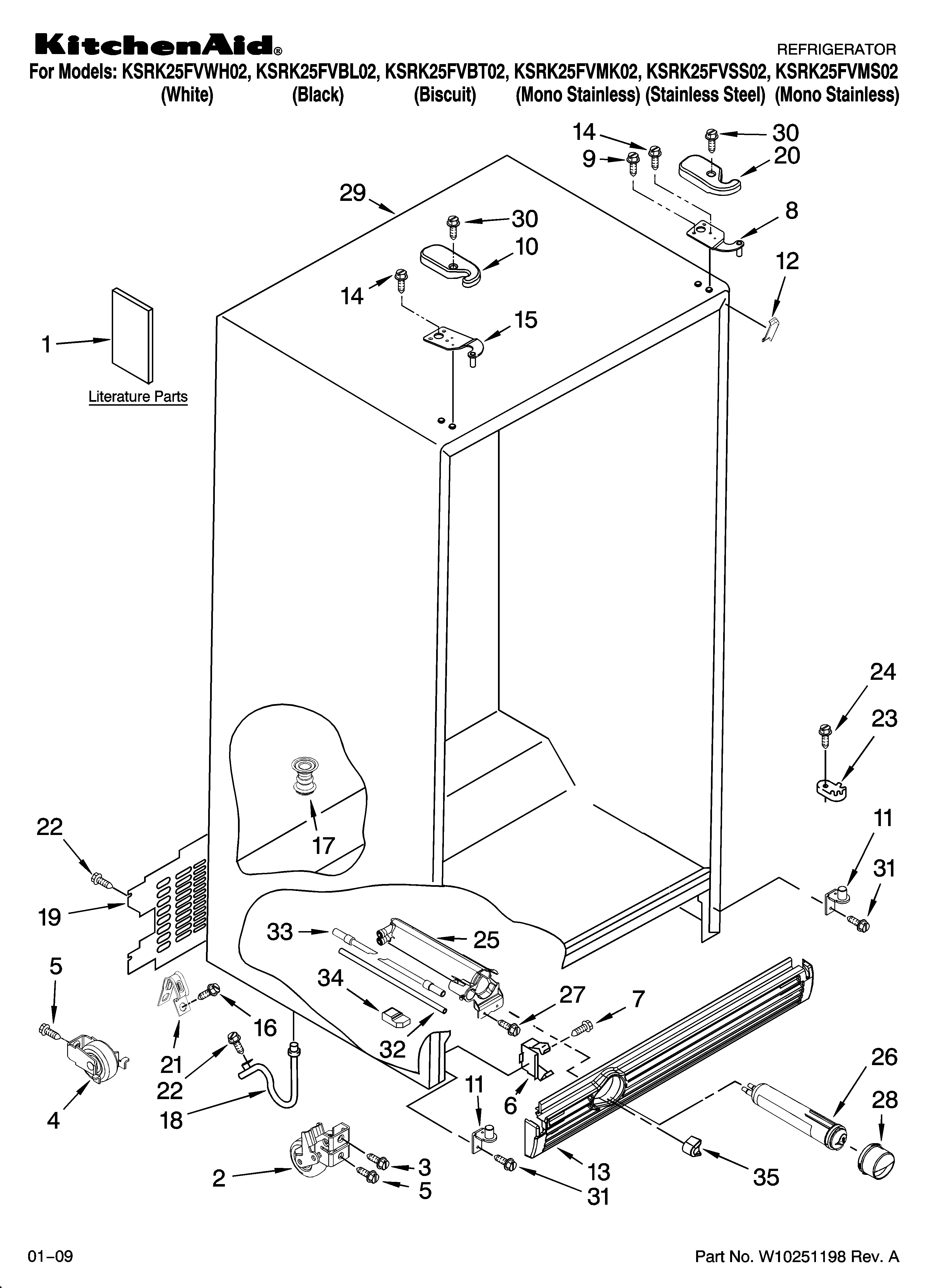 KitchenAid KSRK25FVMS02 cabinet parts diagram