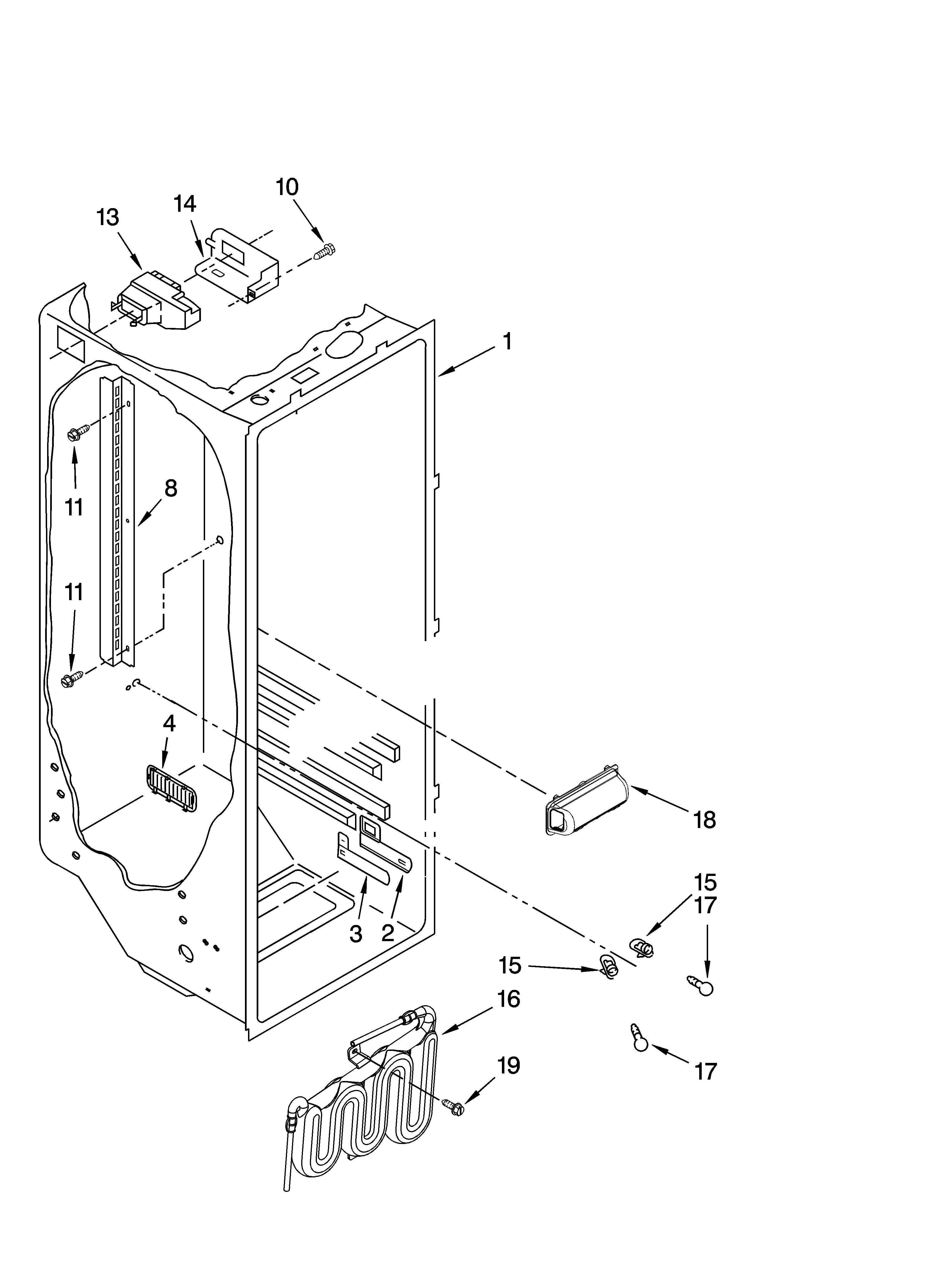 KitchenAid KSRK25FVMS02 refrigerator liner parts diagram