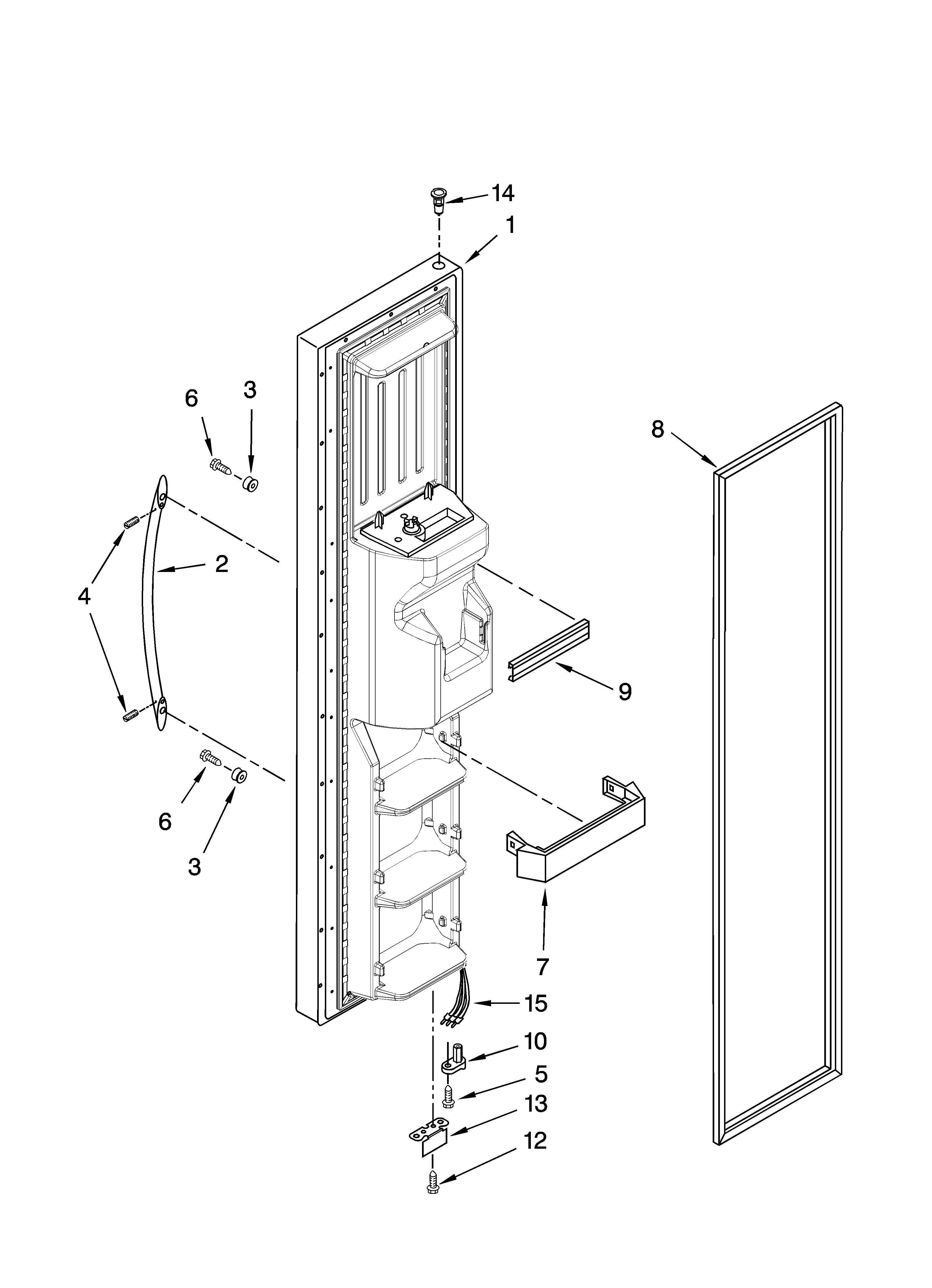 KitchenAid KSRK25FVMS02 freezer door parts diagram