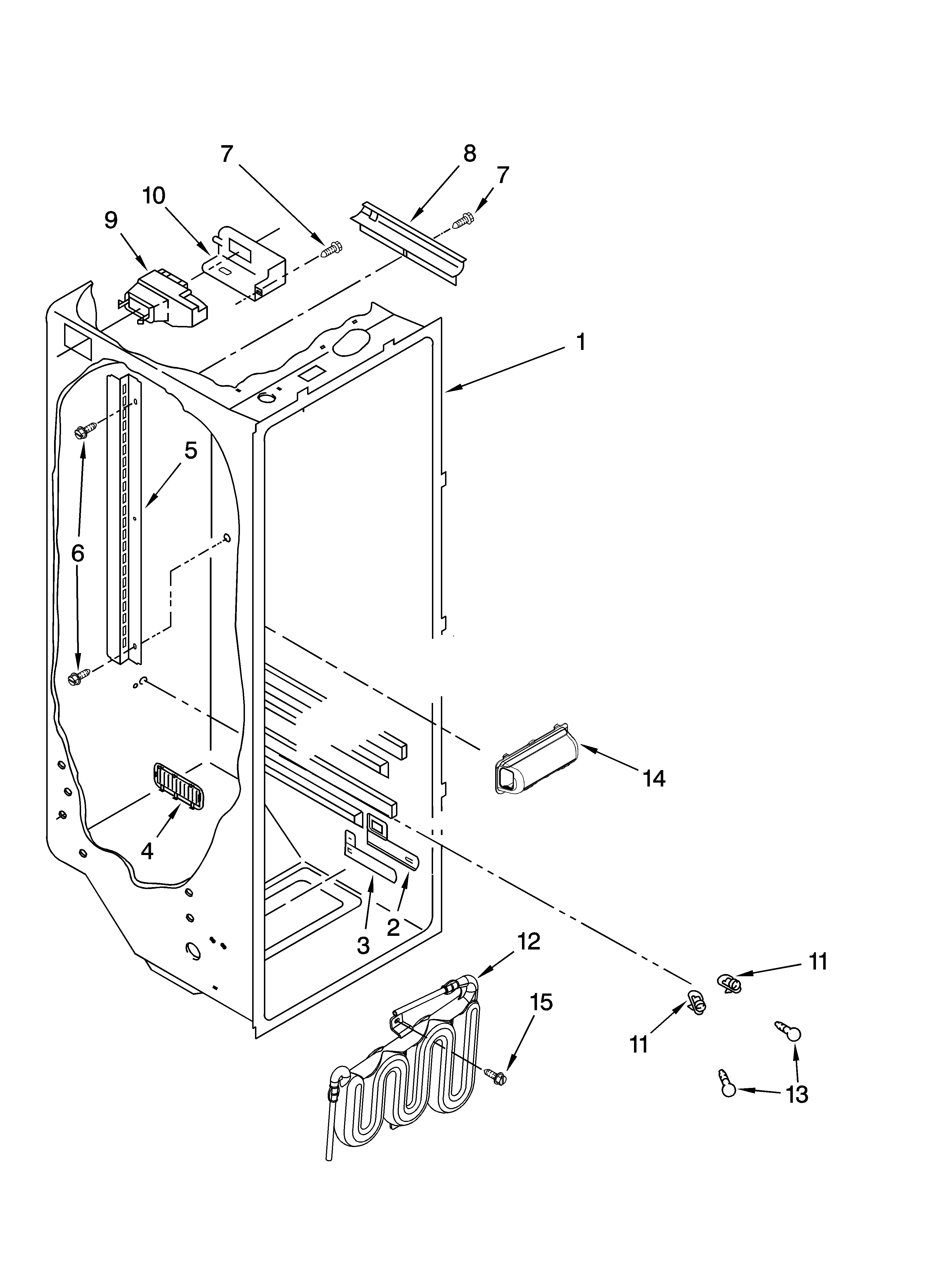 KitchenAid KSRS25RVWH03 refrigerator liner parts diagram