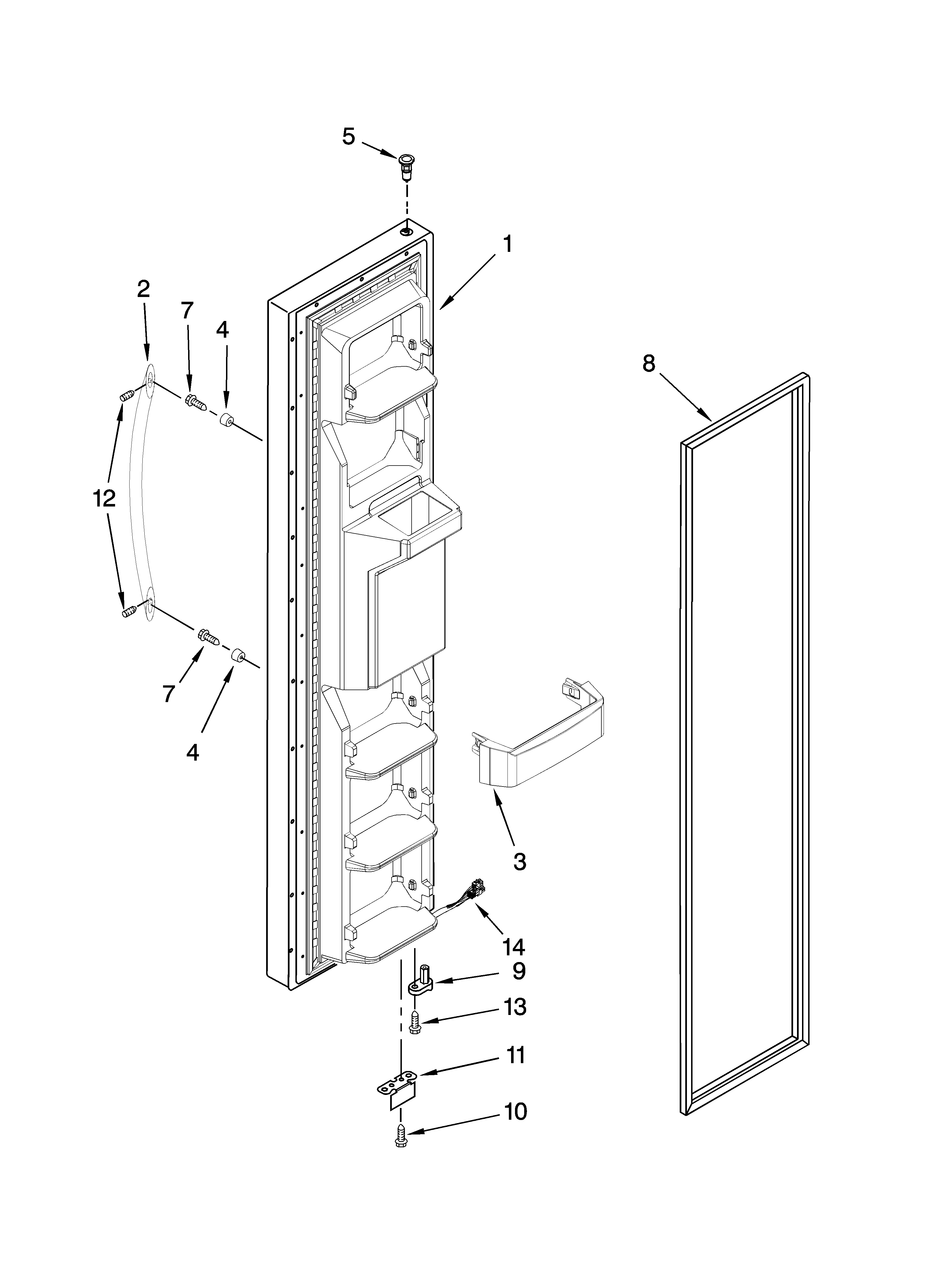 KitchenAid KSRS25RVWH03 freezer door parts diagram