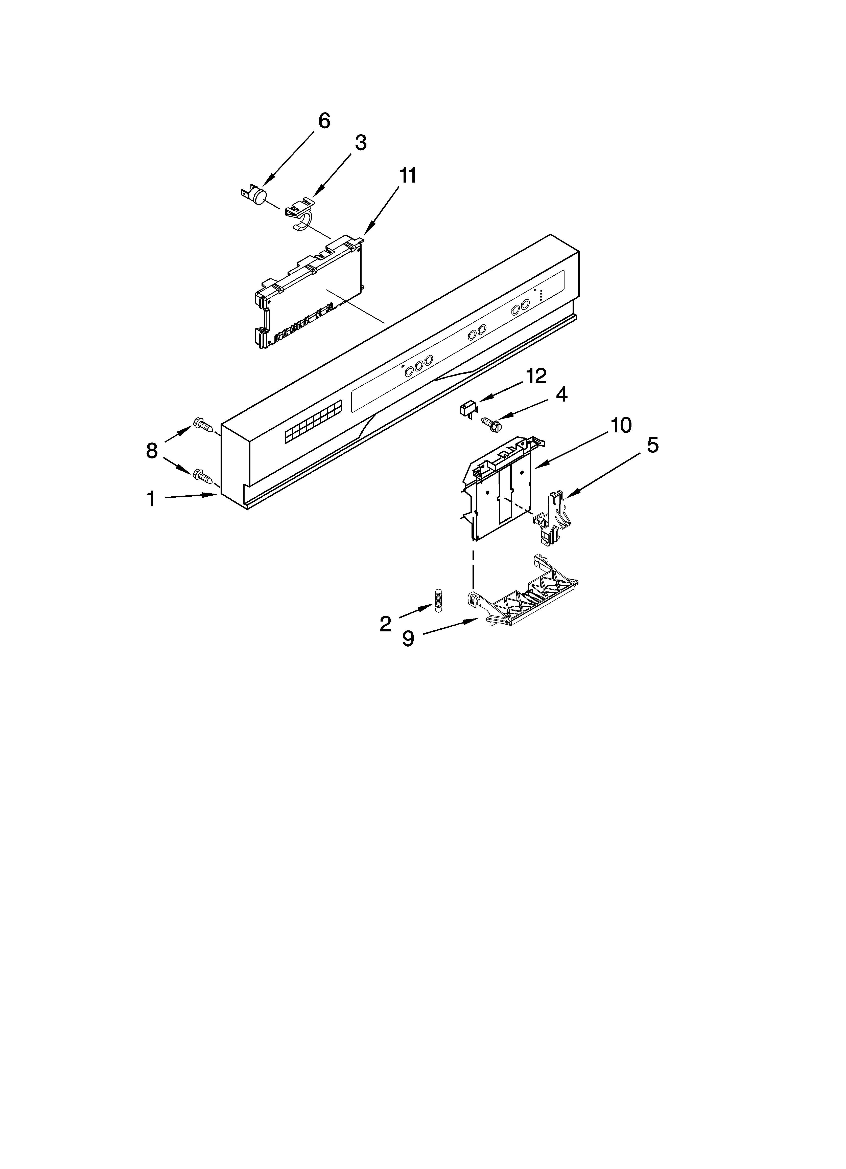 KitchenAid KUDC03IVBS0 control panel parts diagram