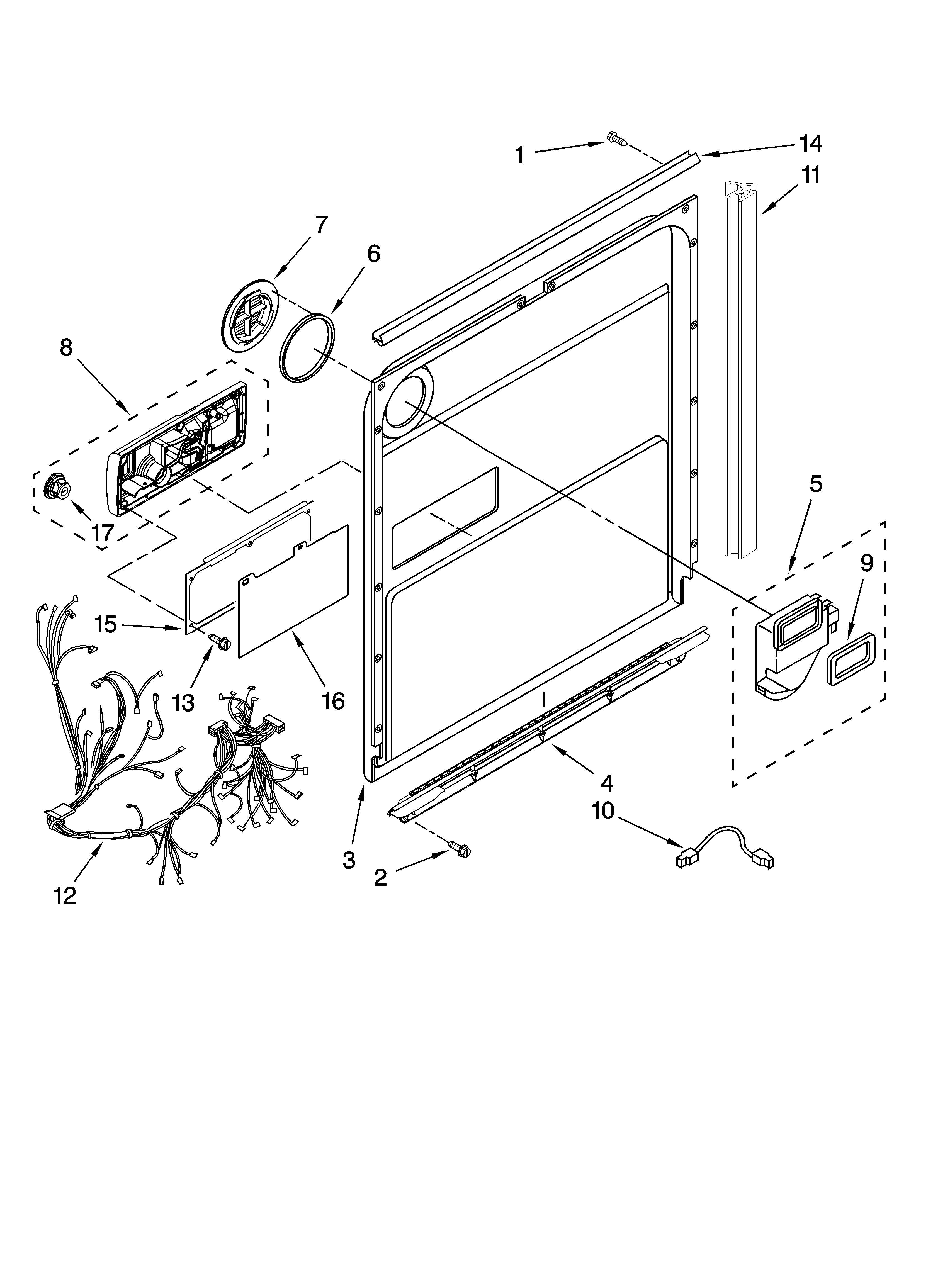 KitchenAid KUDC03IVBS0 door and latch parts diagram