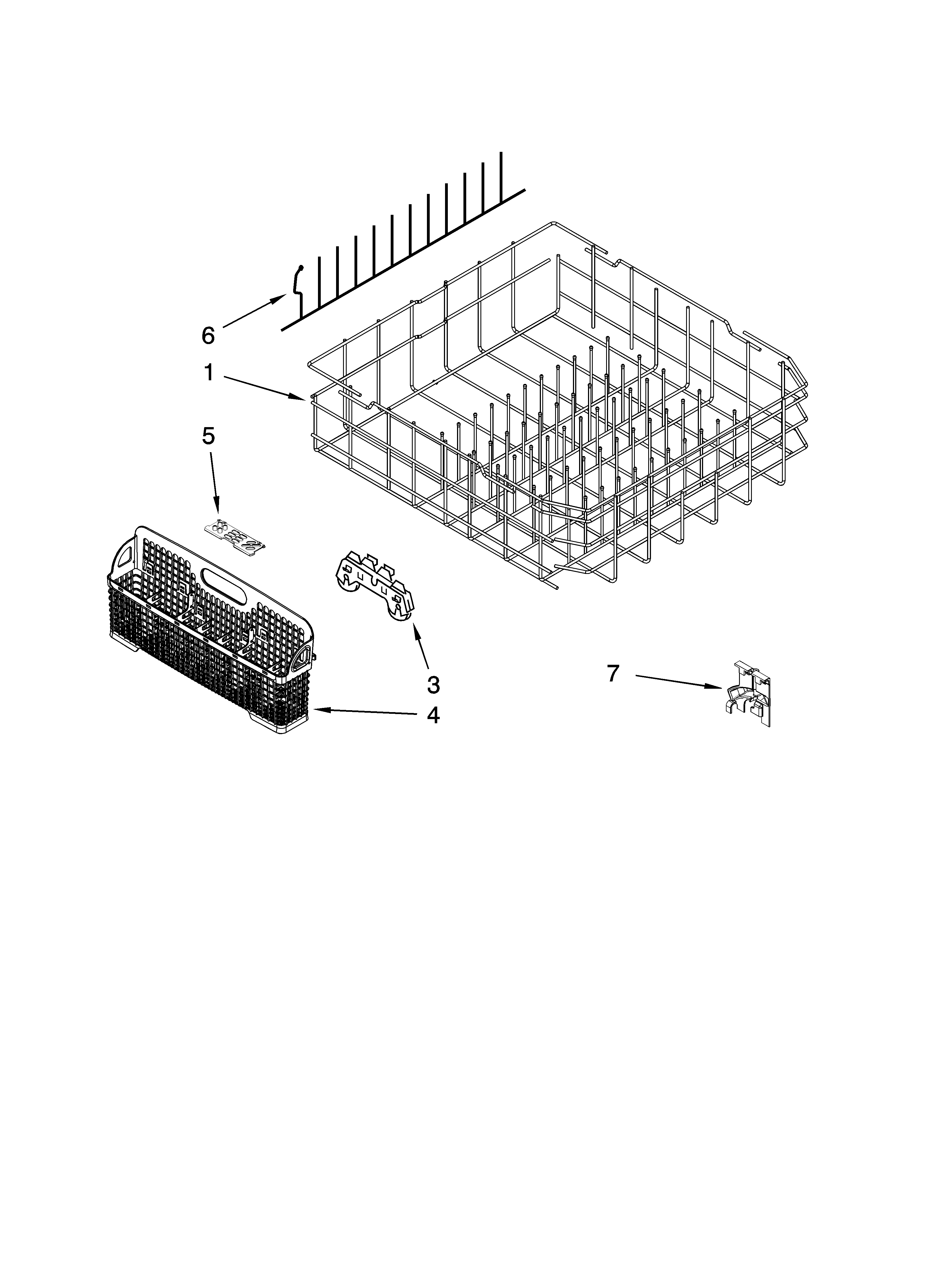 KitchenAid KUDC03IVBS0 lower rack parts diagram