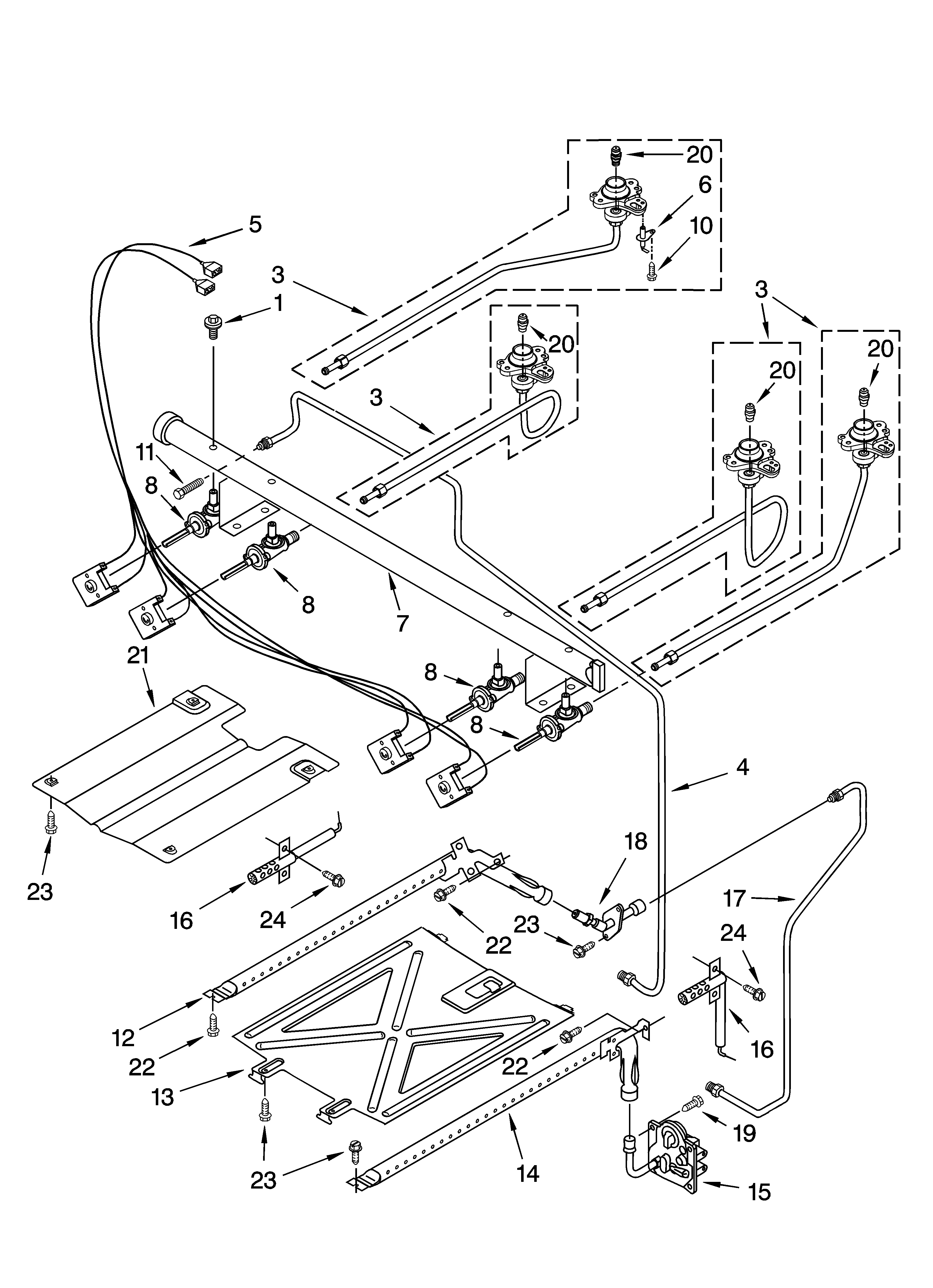 Whirlpool WFG371LVD1 manifold parts diagram