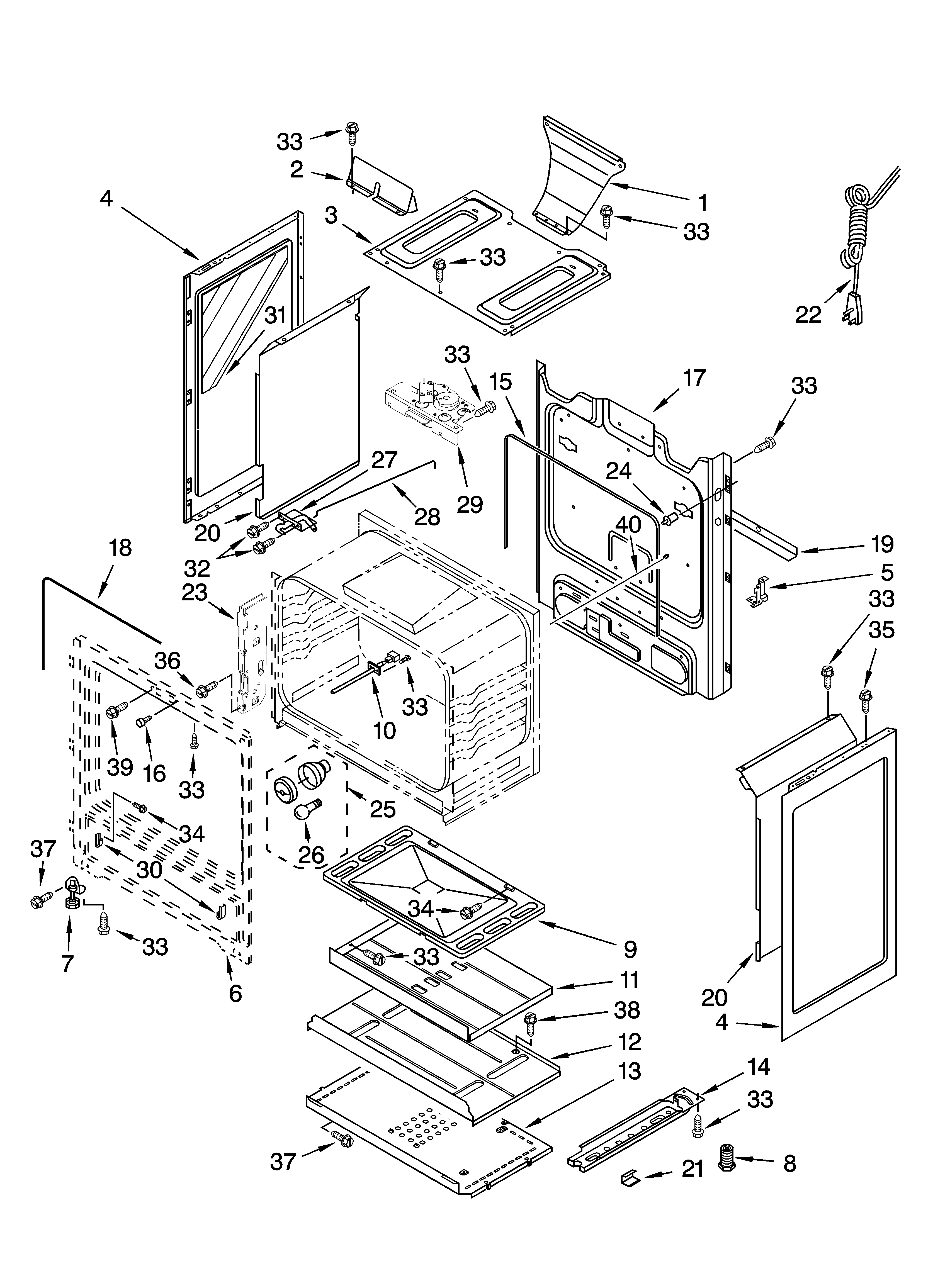 Whirlpool WFG371LVD1 chassis parts diagram