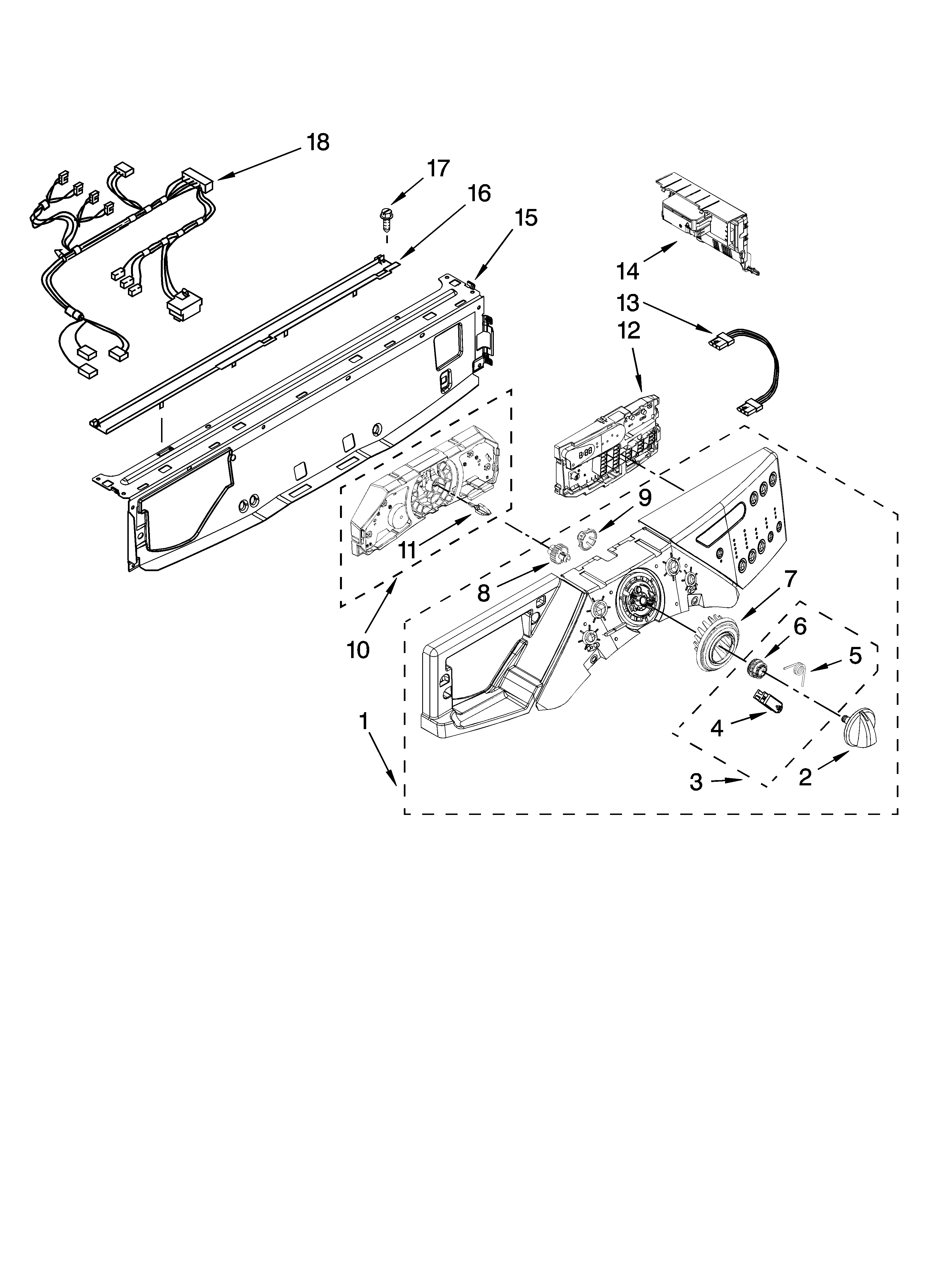 Whirlpool WFW9600TA02 control panel parts diagram