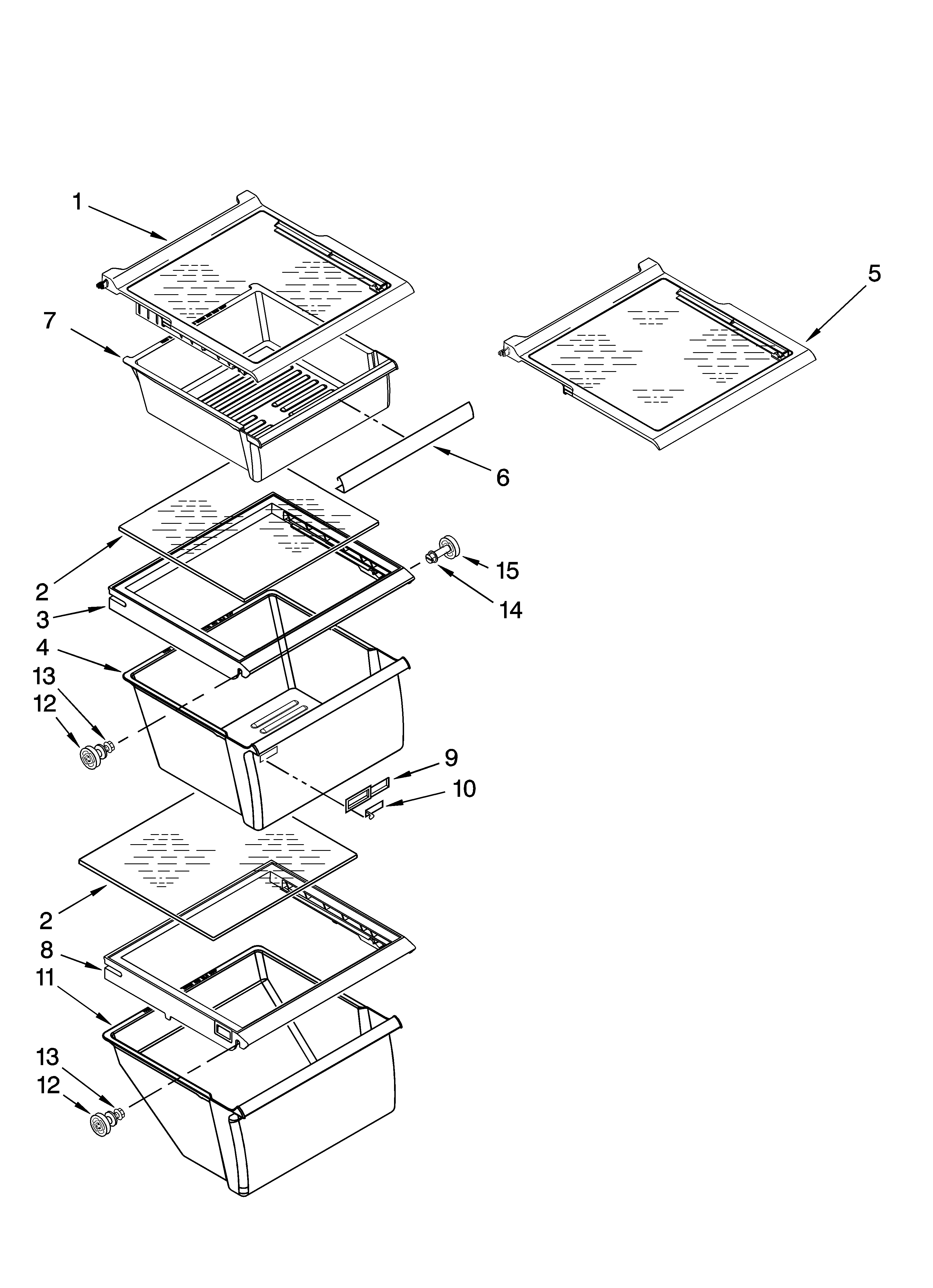 Whirlpool ED2GVEXVD00 refrigerator shelf parts diagram