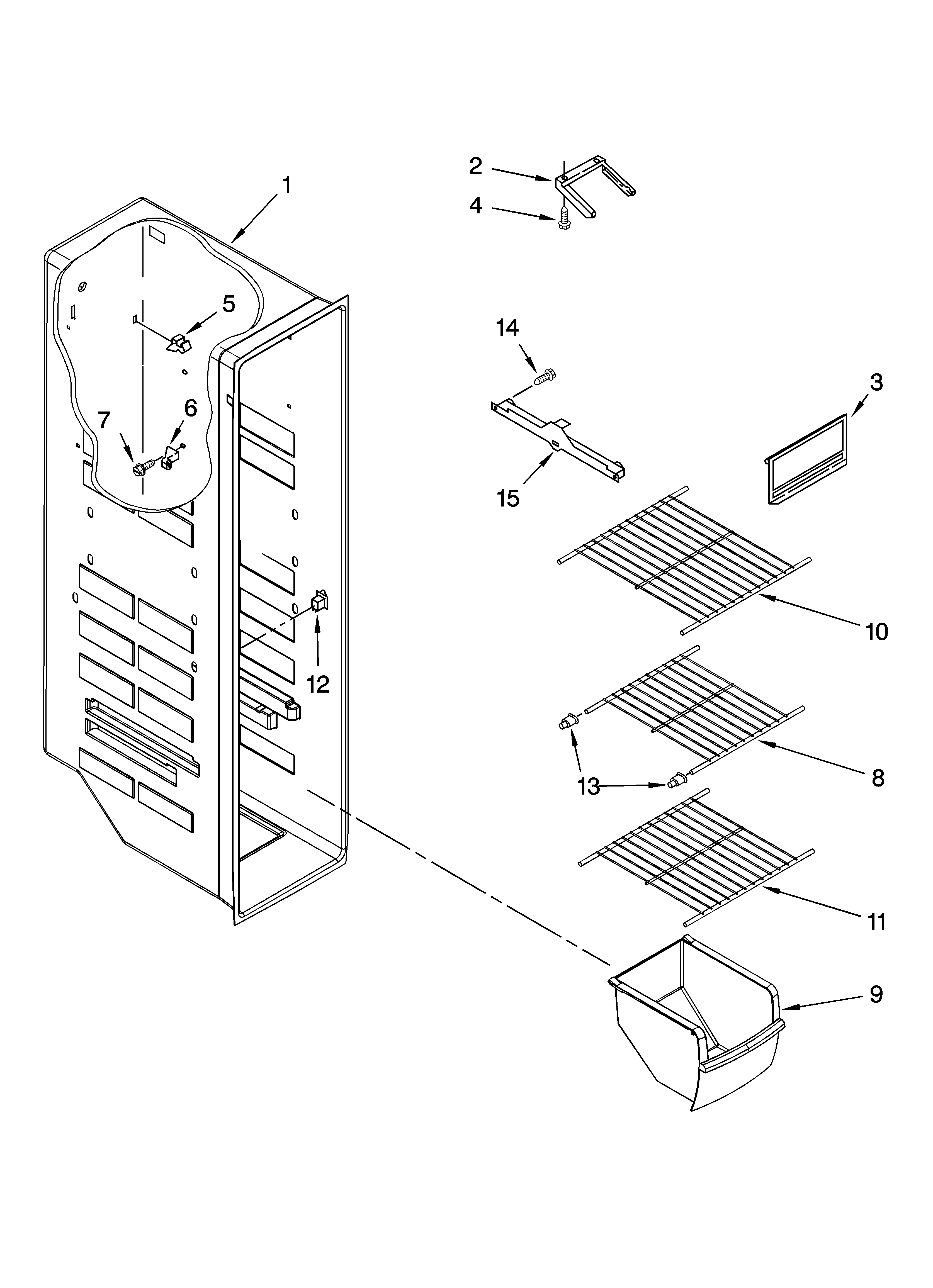 Whirlpool ED2GVEXVD00 freezer liner parts diagram