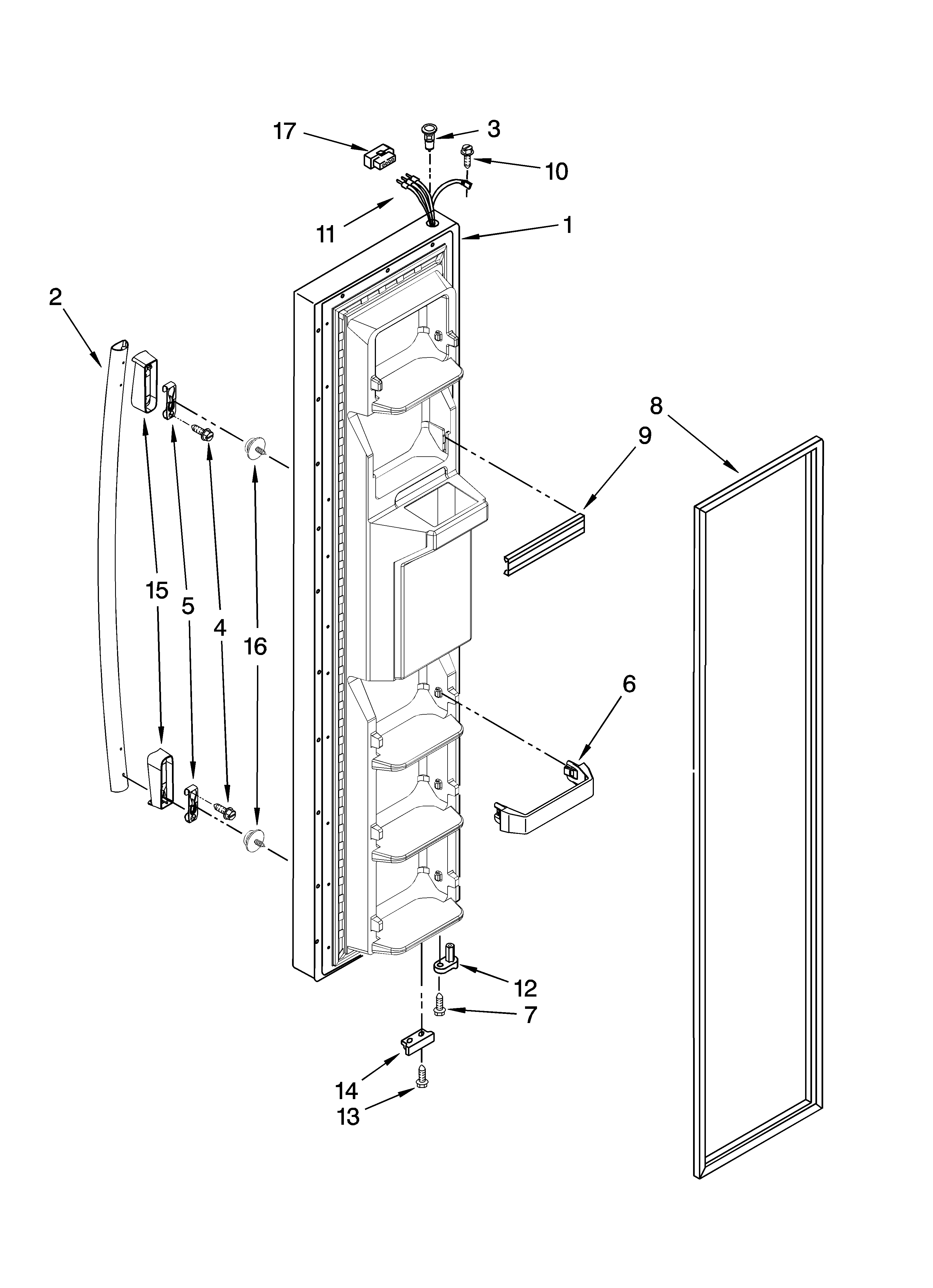 Whirlpool ED2GVEXVD00 freezer door parts diagram