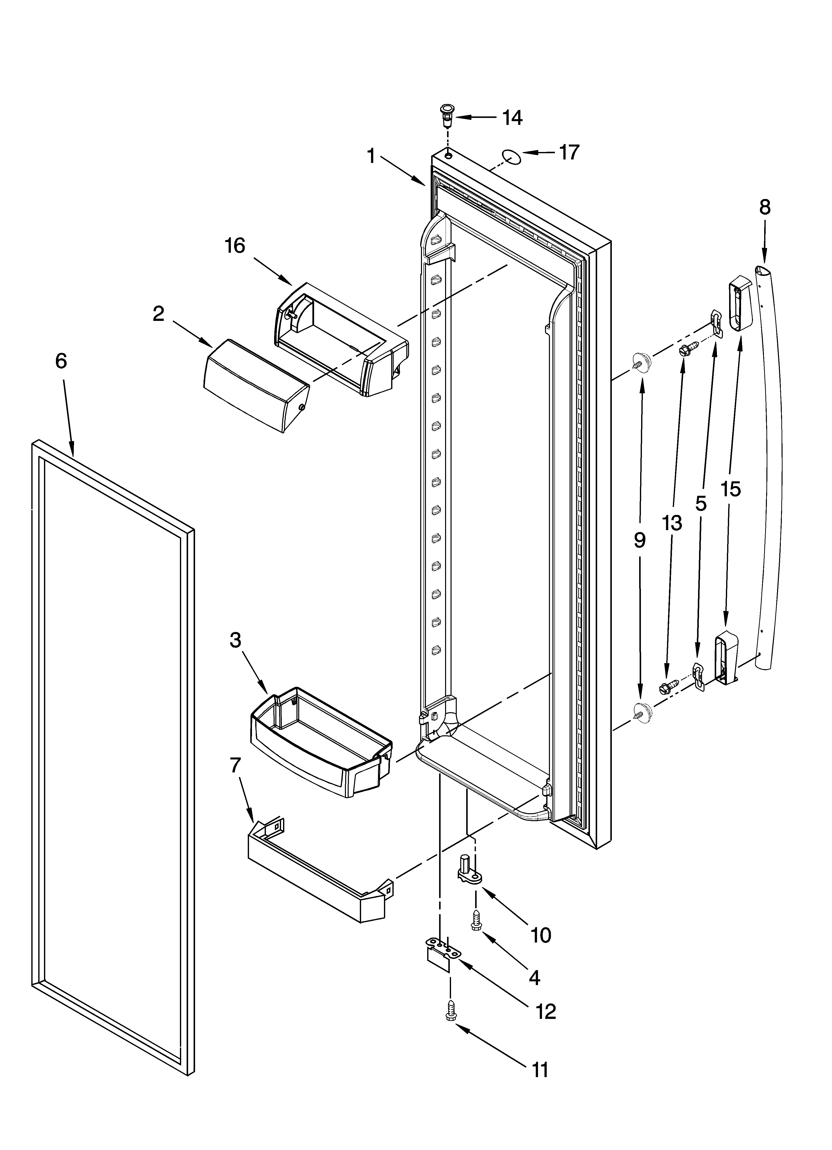 Whirlpool GD5DHAXVY02 refrigerator door parts diagram