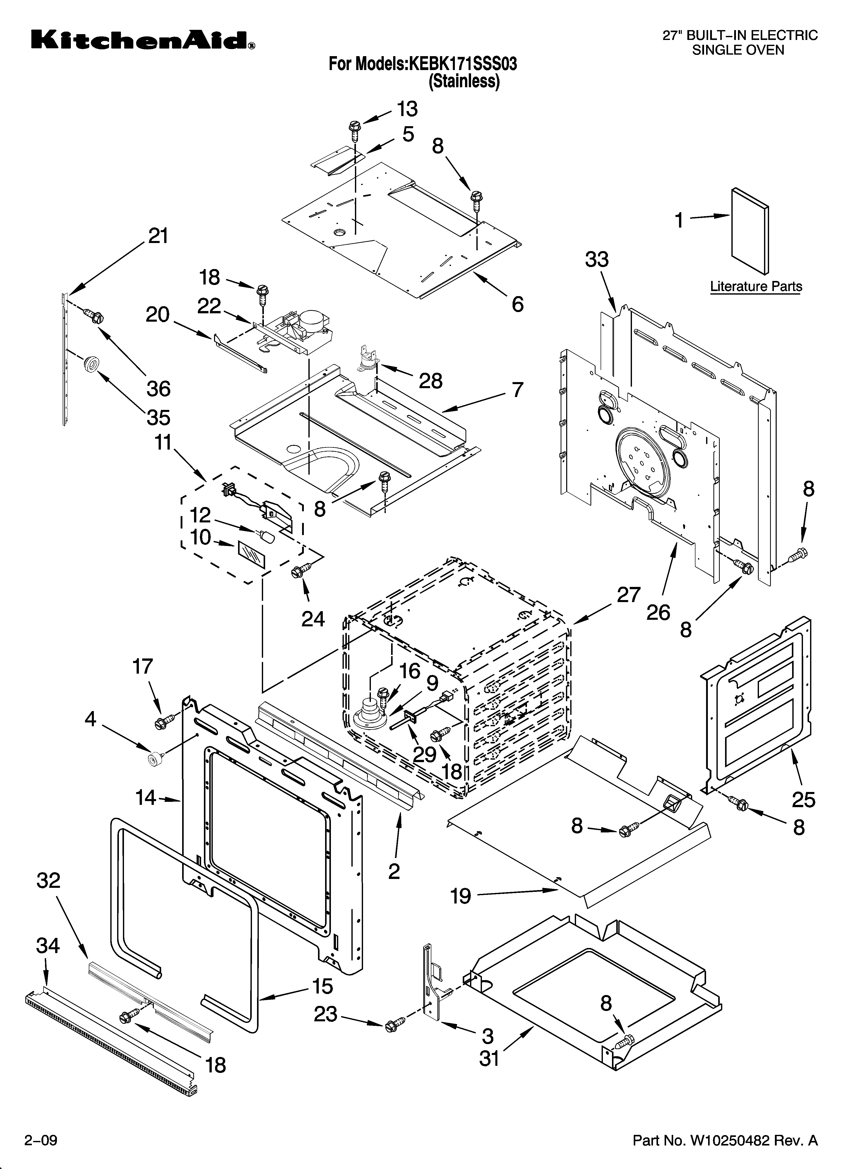 KitchenAid KEBK171SSS03 oven parts diagram