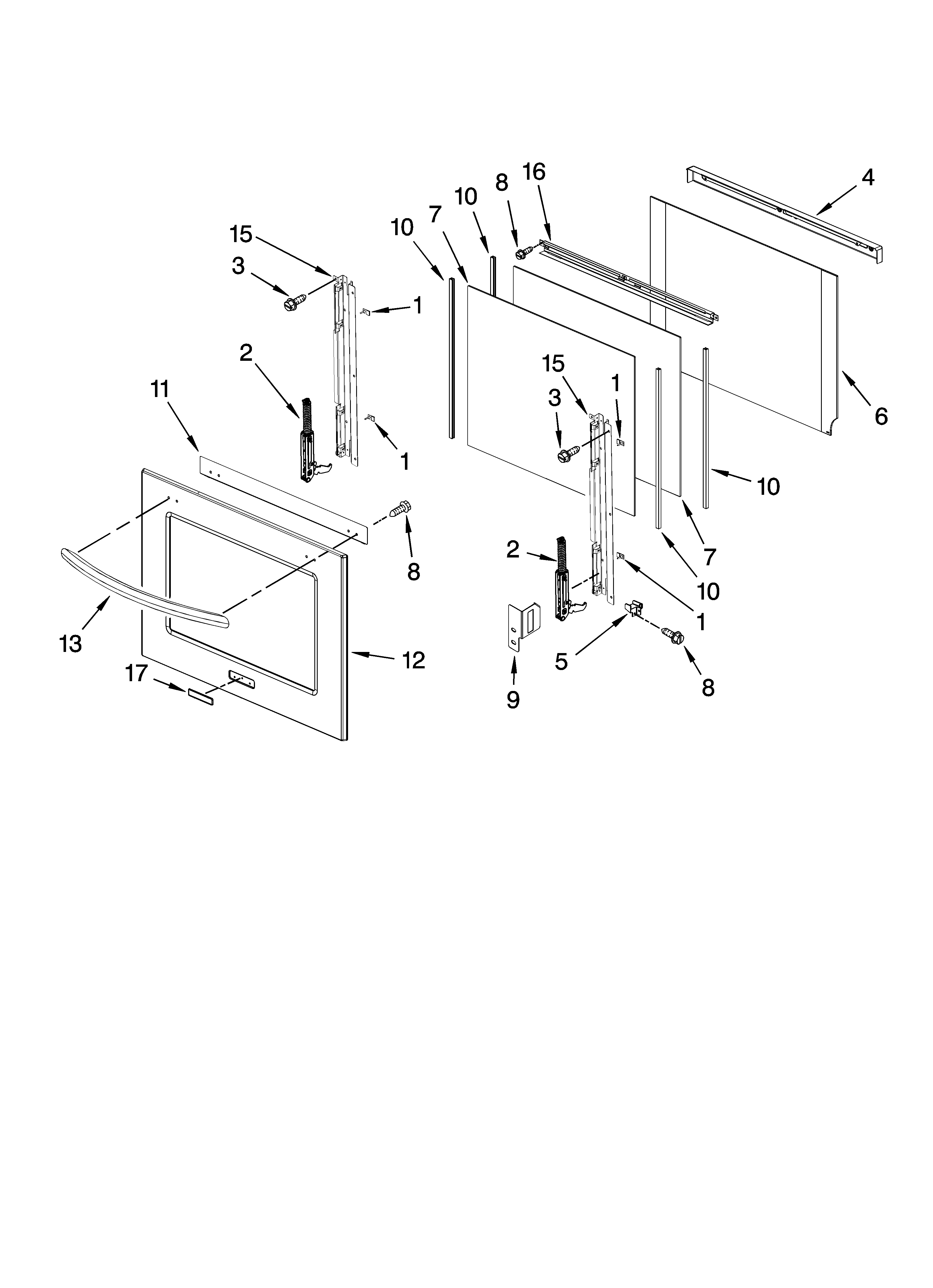 KitchenAid KEBK171SSS03 oven door parts diagram