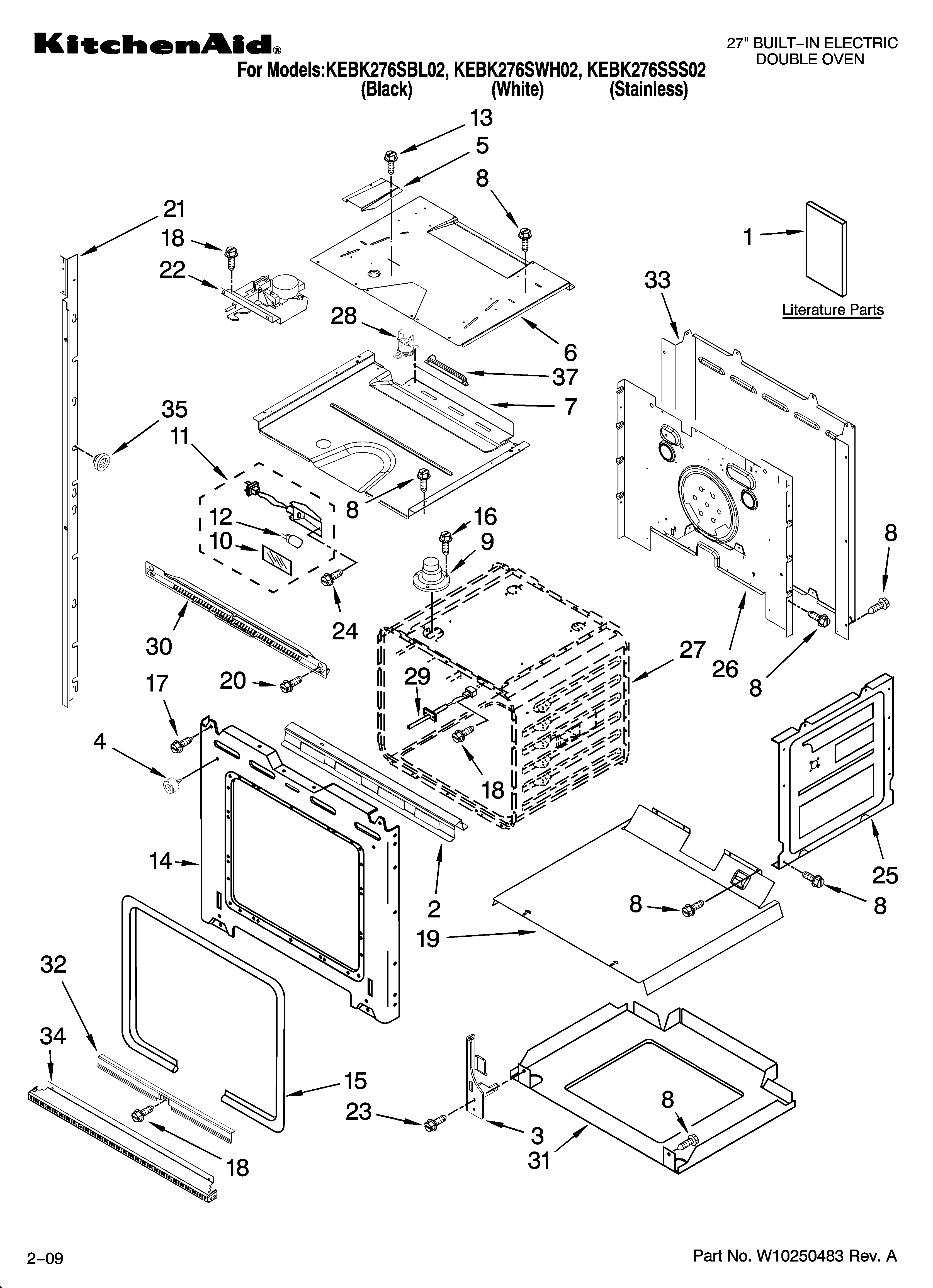 KitchenAid KEBK276SSS02 oven parts diagram