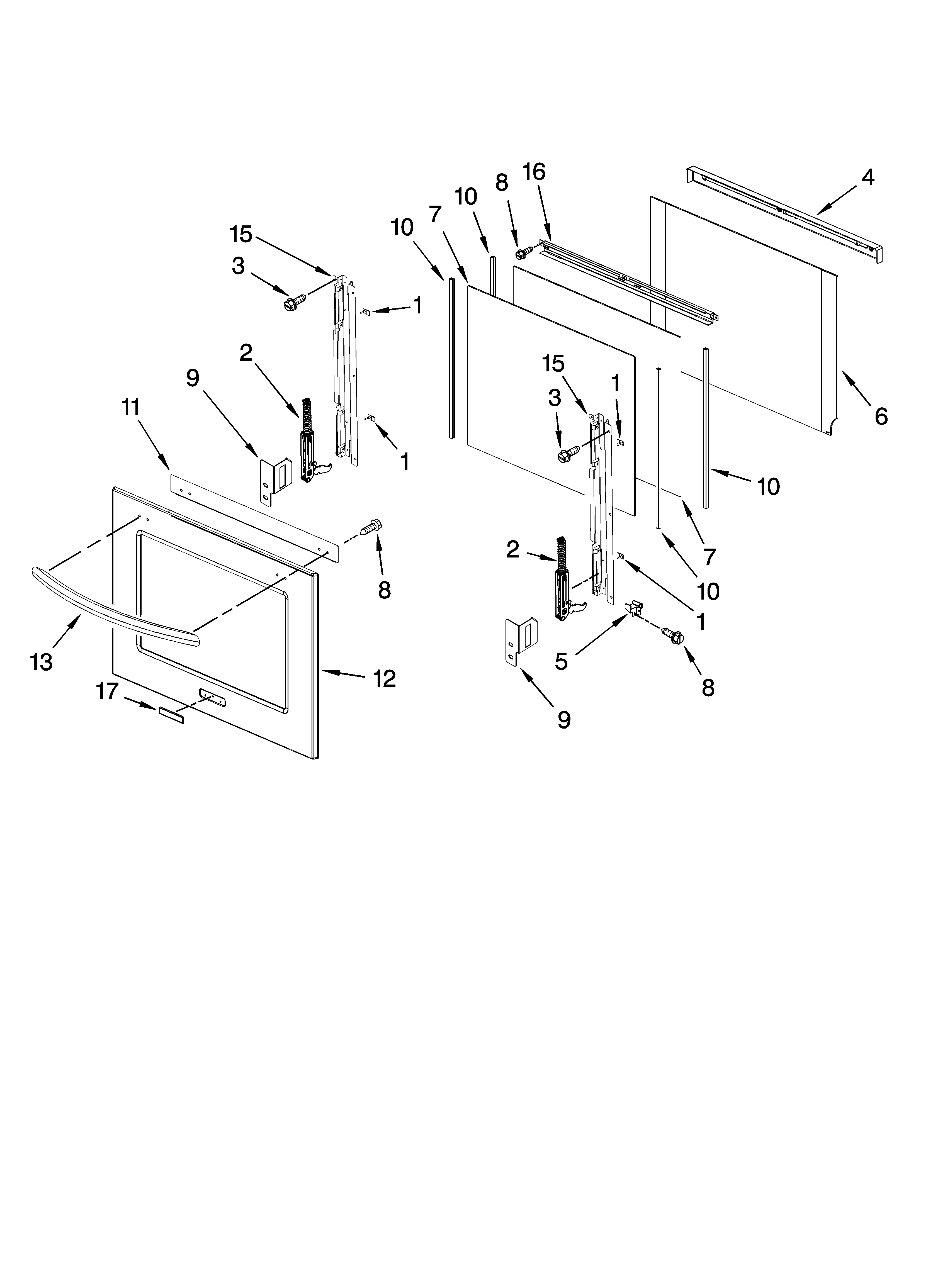 KitchenAid KEBK276SSS02 oven door parts diagram