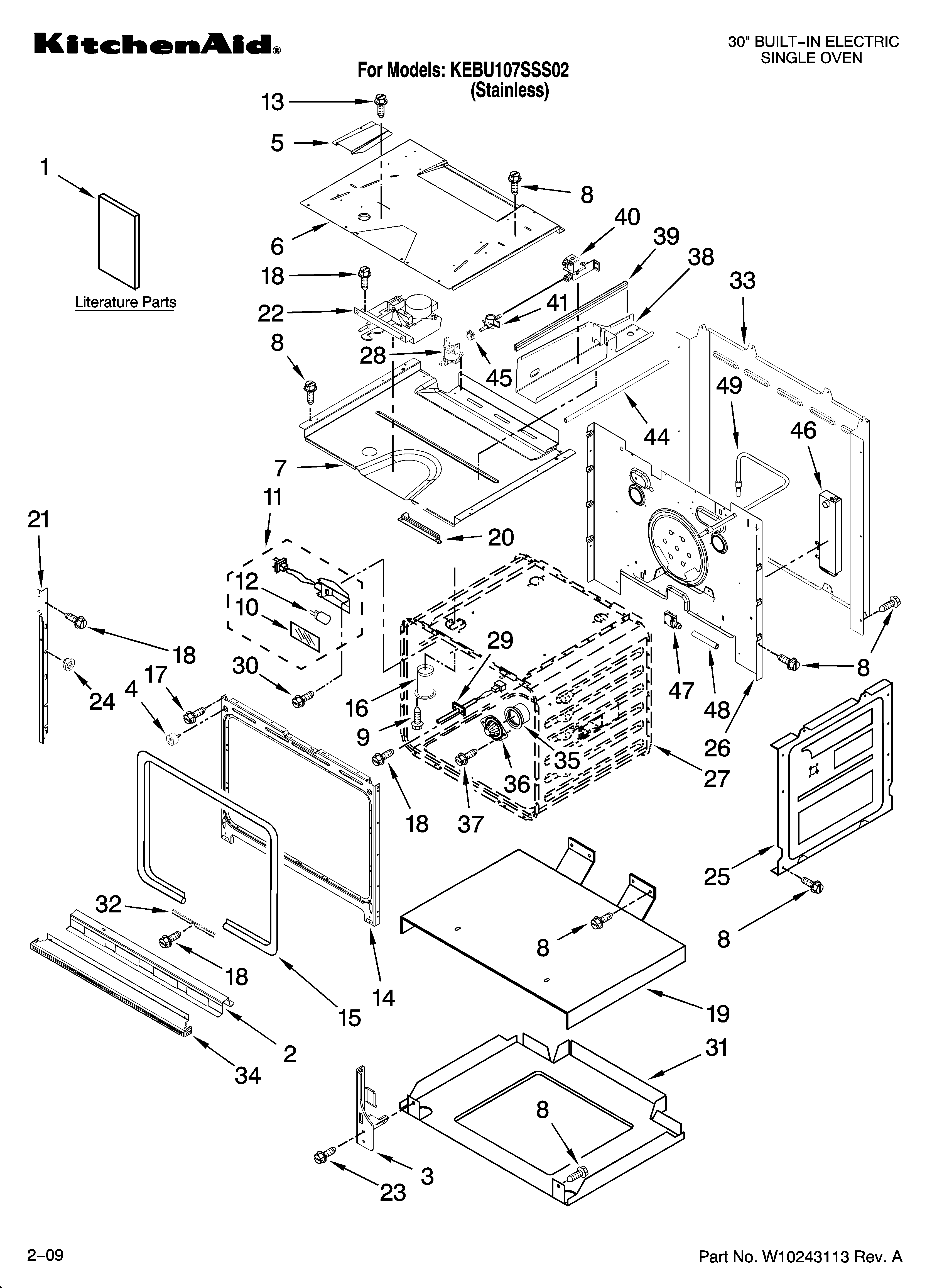KitchenAid KEBU107SSS02 oven parts diagram