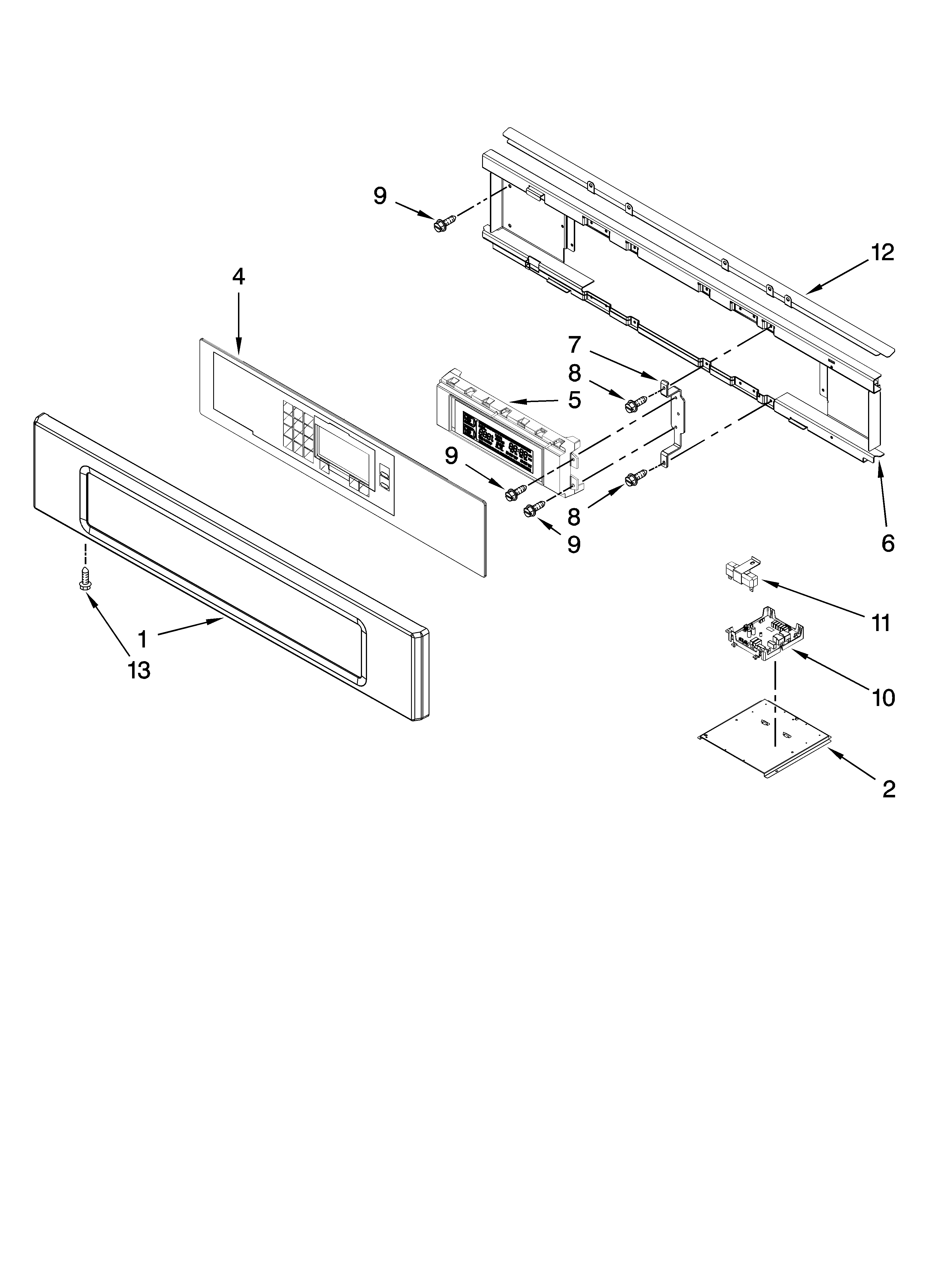 KitchenAid KEBU107SSS02 control panel parts diagram