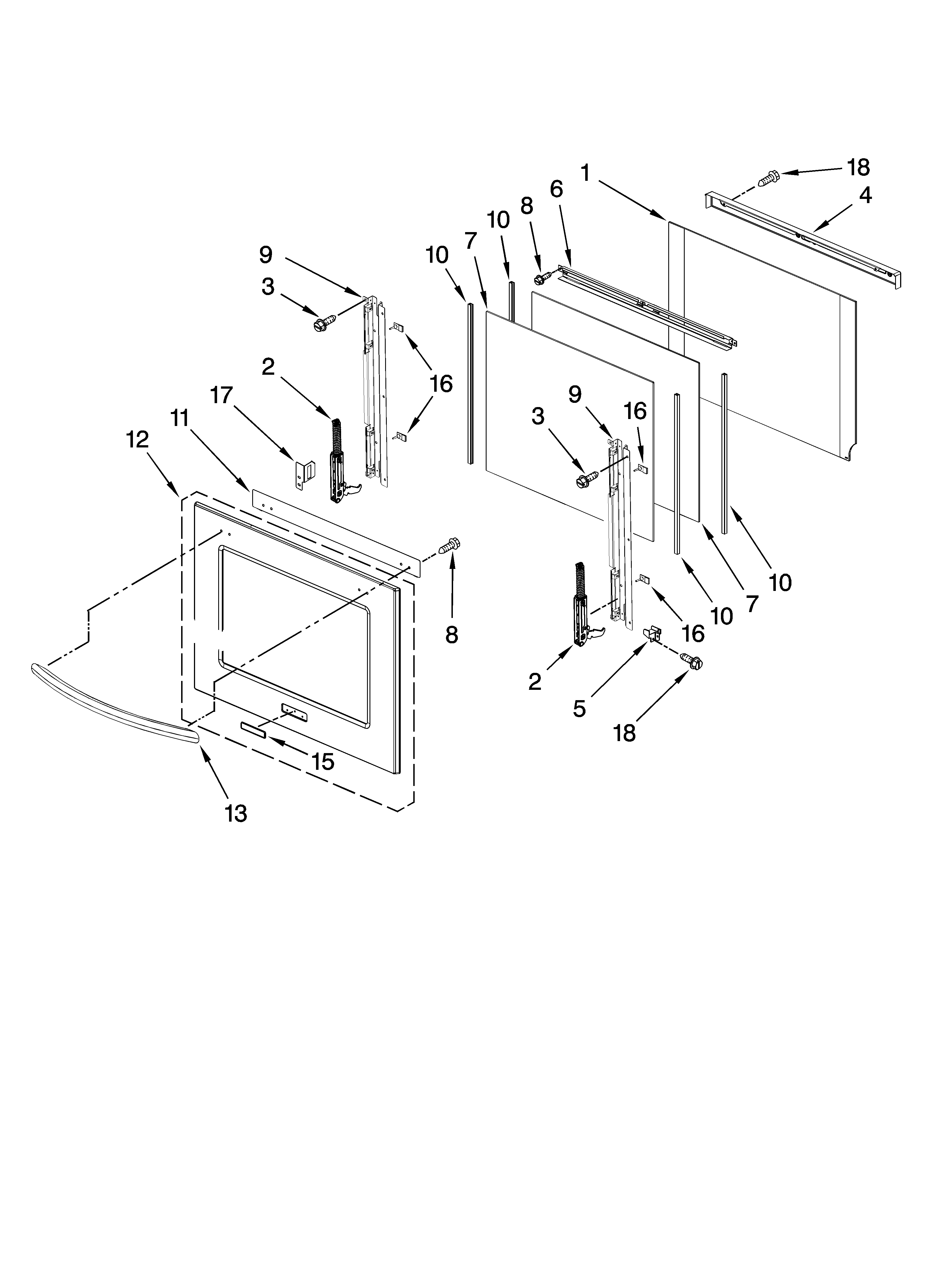 KitchenAid KEBU107SSS02 oven door parts diagram