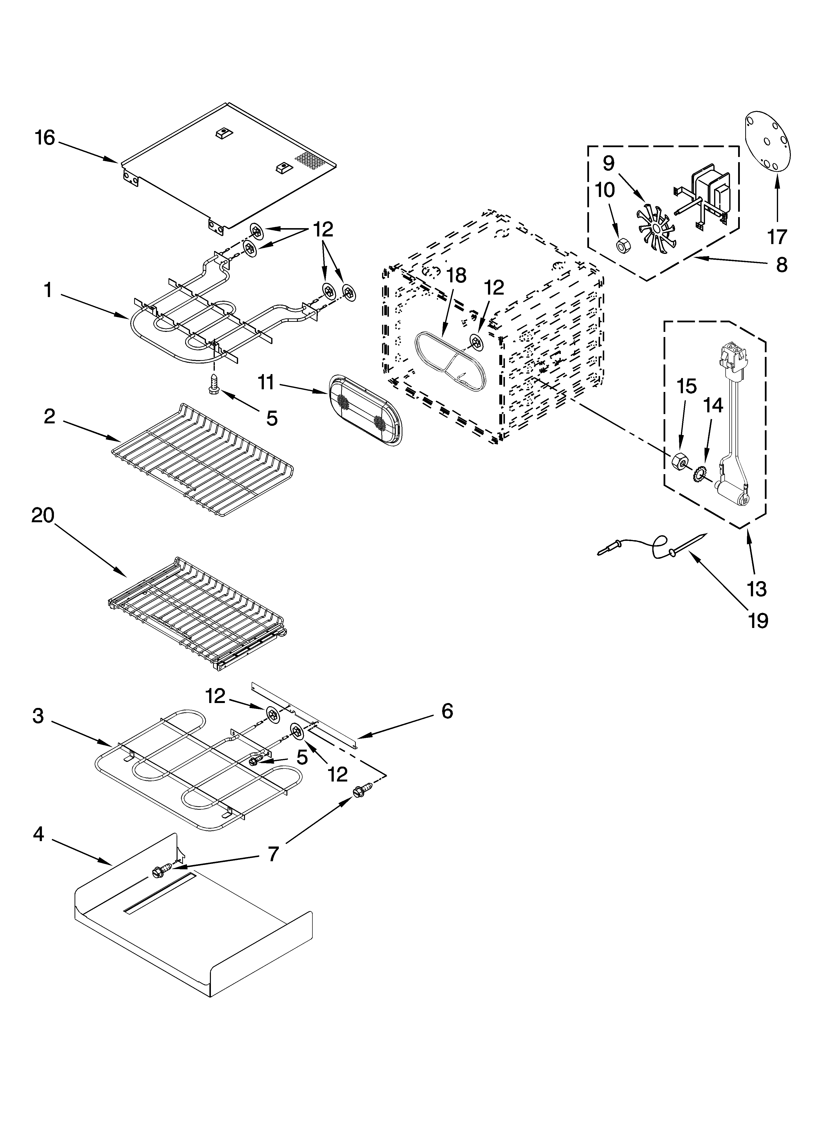 KitchenAid KEBU107SSS02 internal oven parts diagram