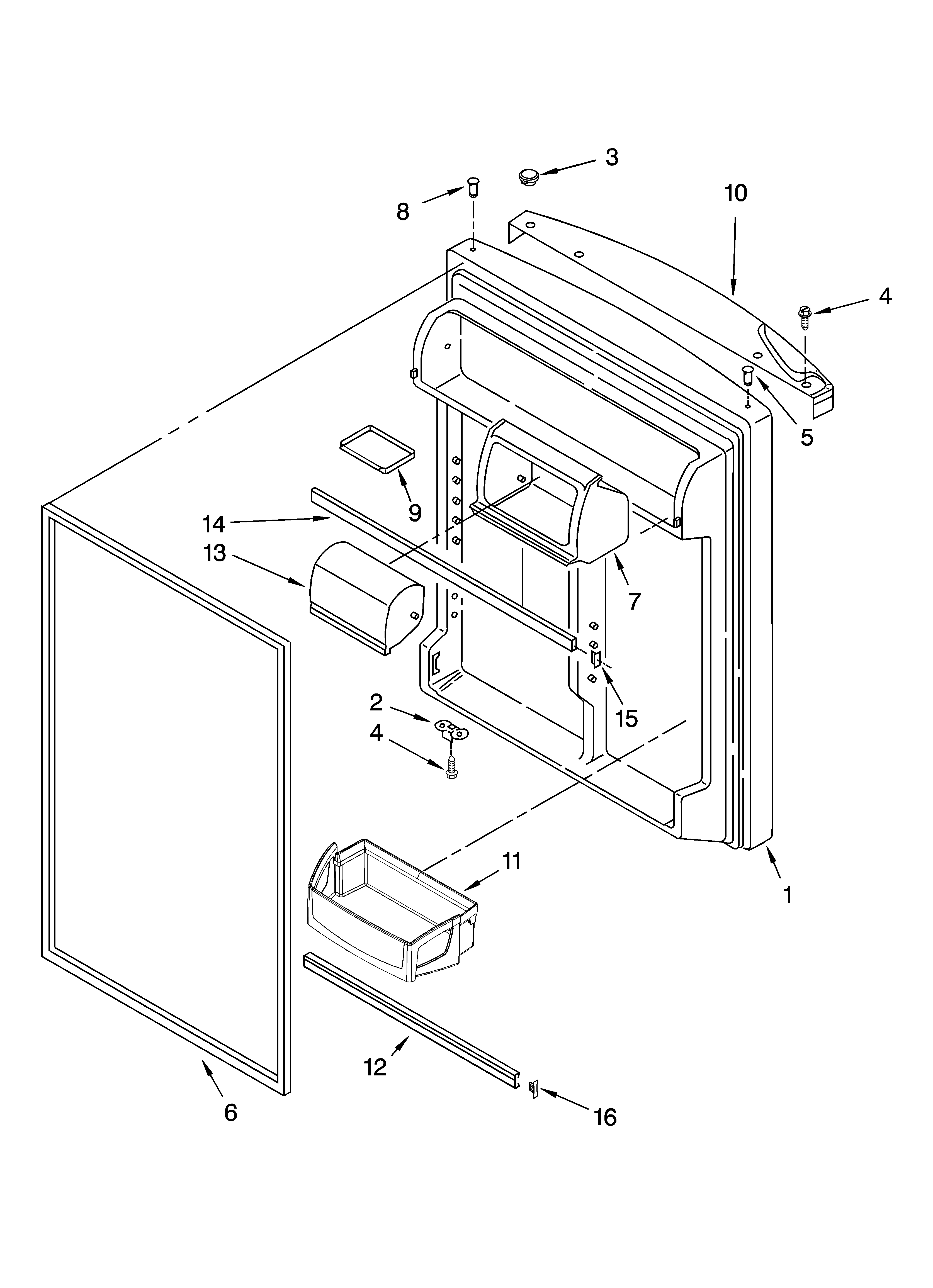 Whirlpool W2RXEMMWB00 refrigerator door parts diagram