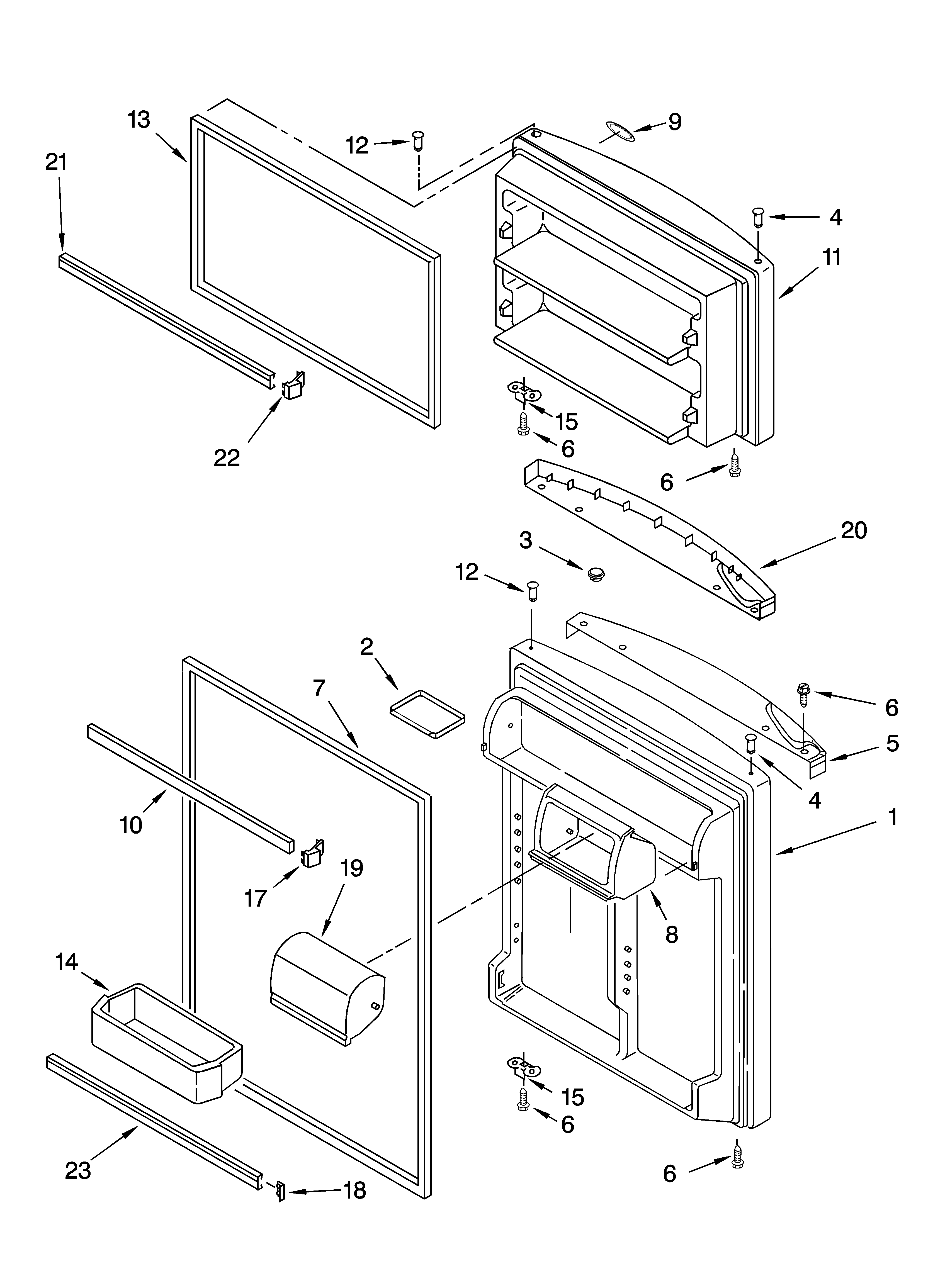 Amana A2RXNMFWB00 door parts diagram