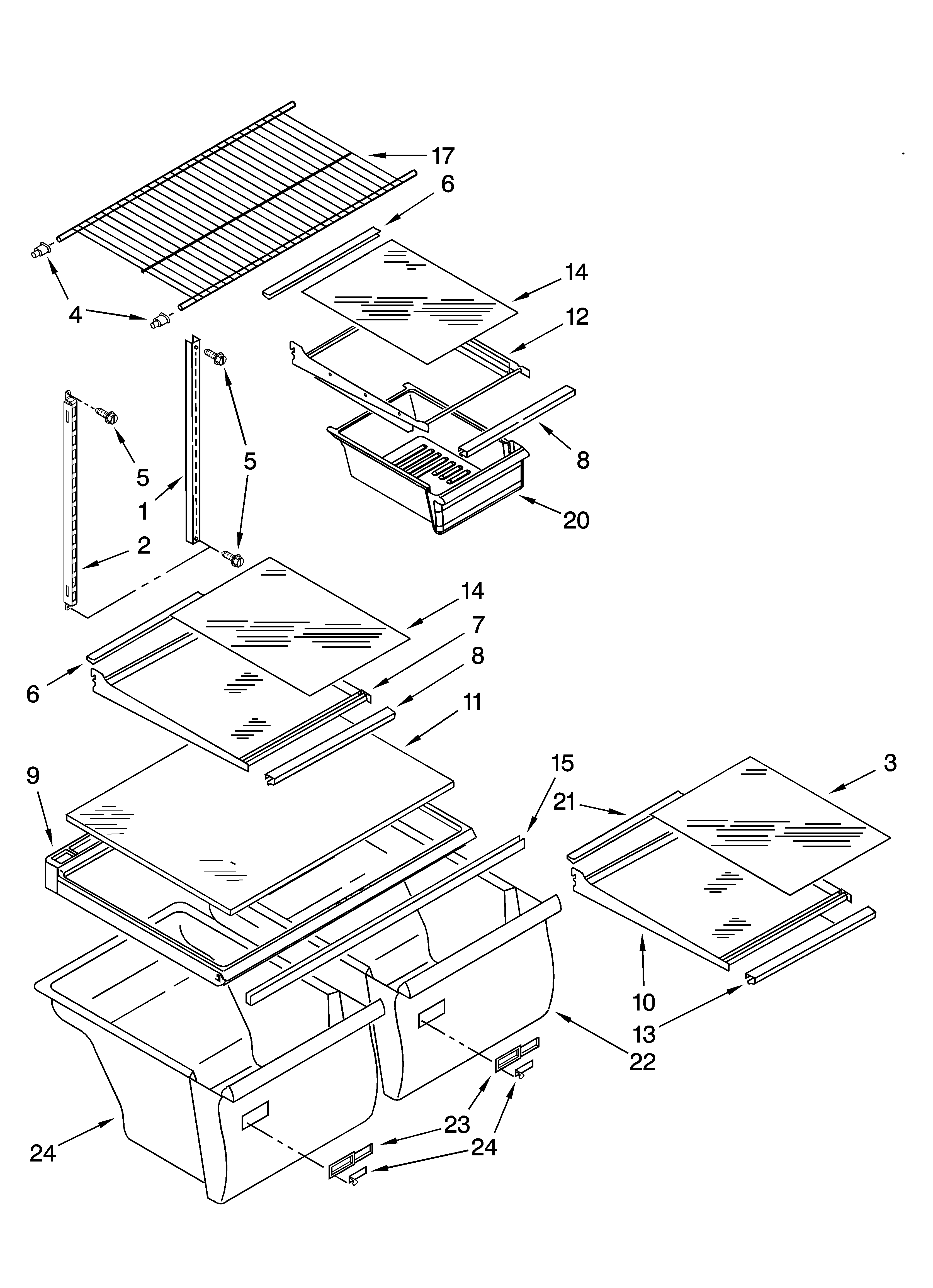 Amana A2RXNMFWB00 shelf parts, optional parts (not included) diagram