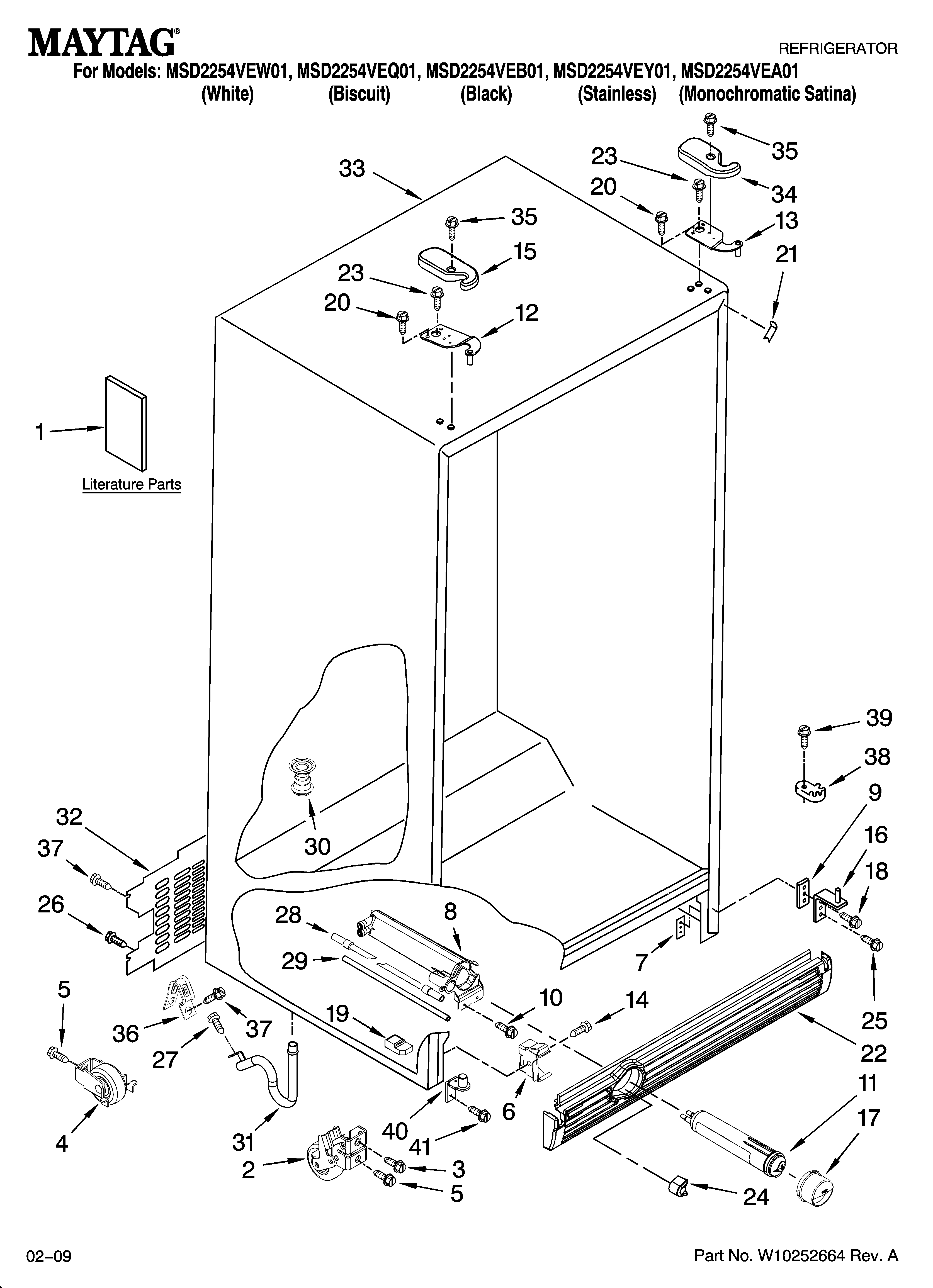 Maytag MSD2254VEY01 cabinet parts diagram