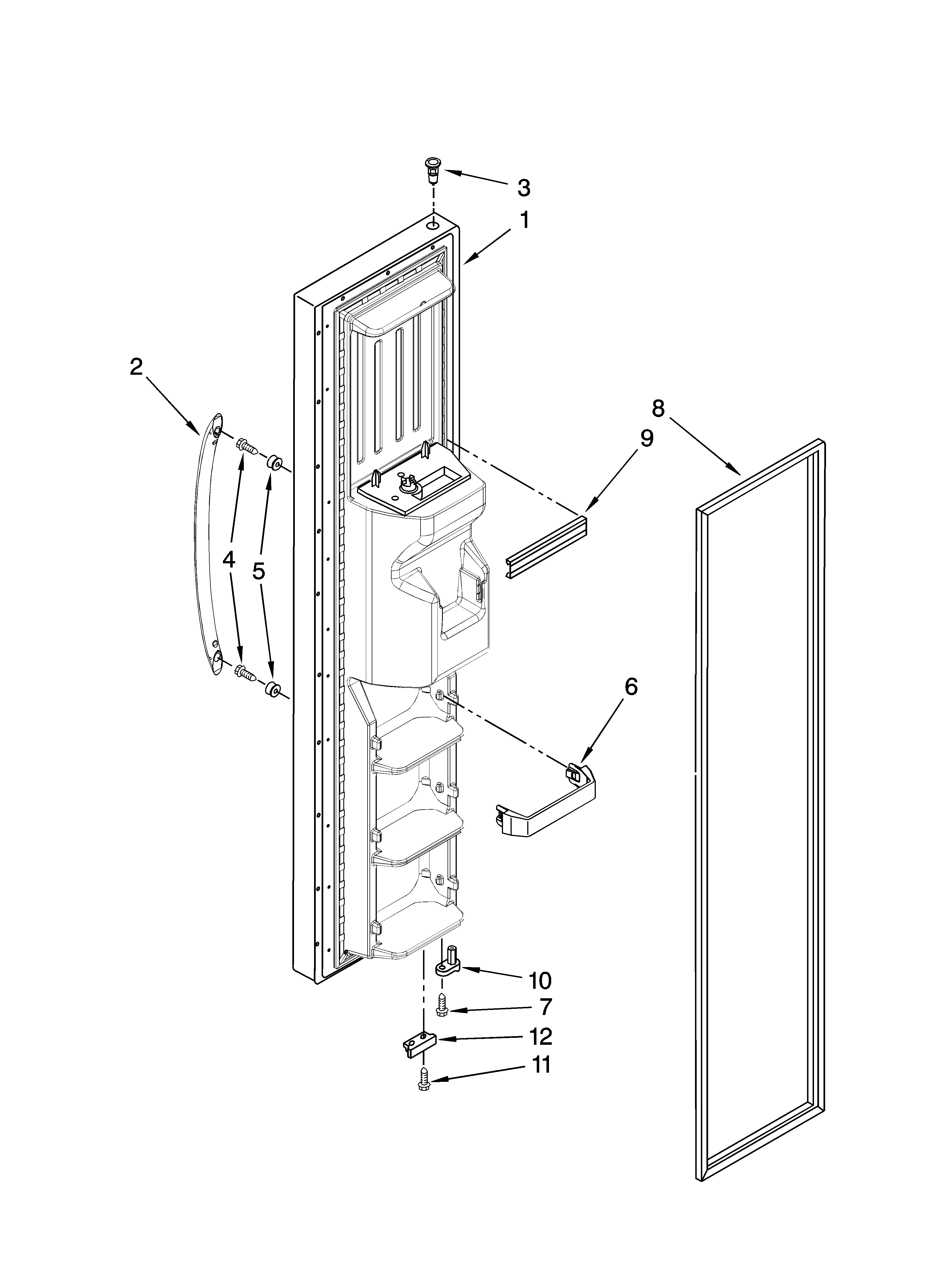 Maytag MSD2254VEY01 freezer door parts diagram