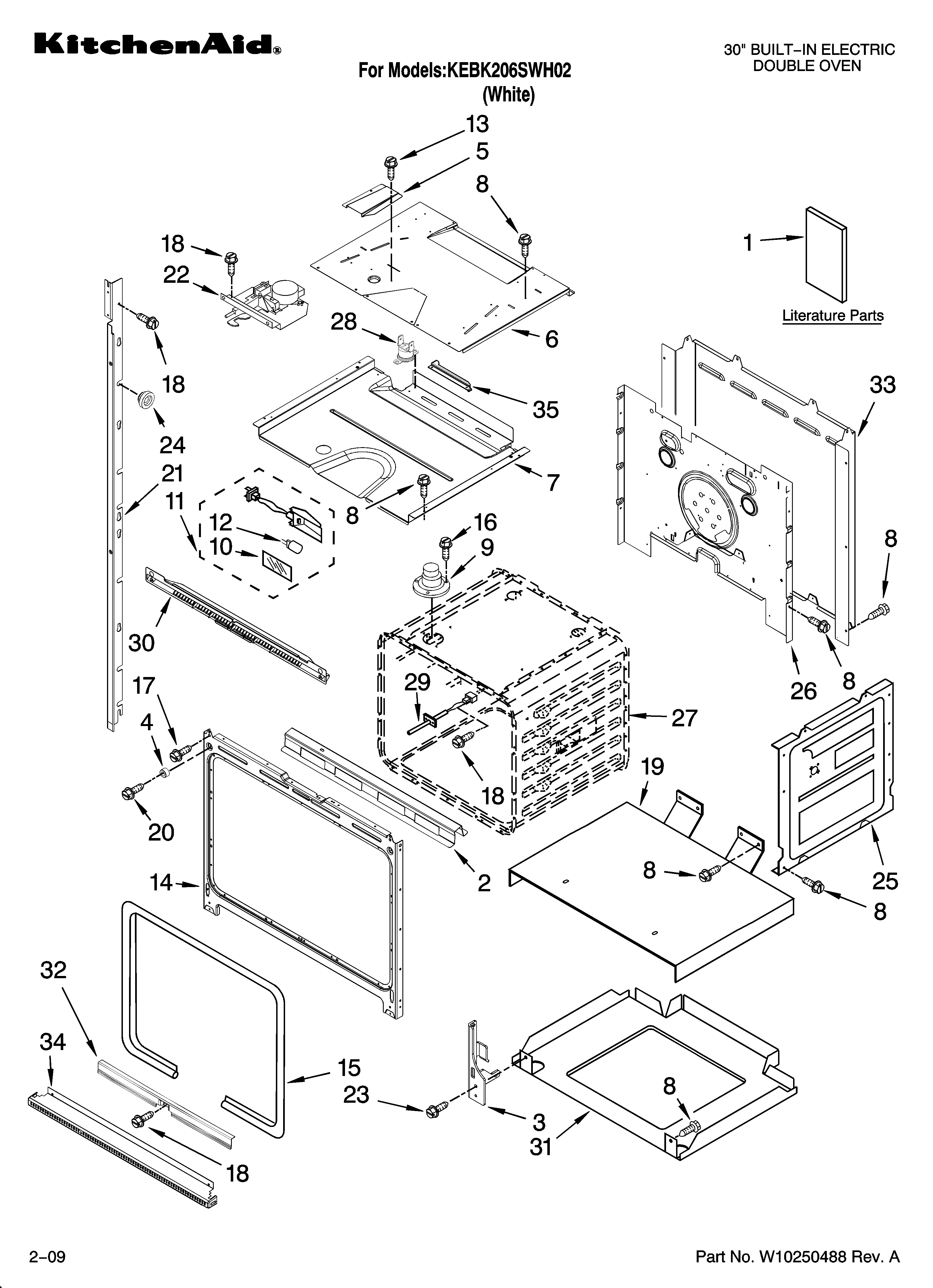 KitchenAid KEBK206SWH02 oven parts diagram