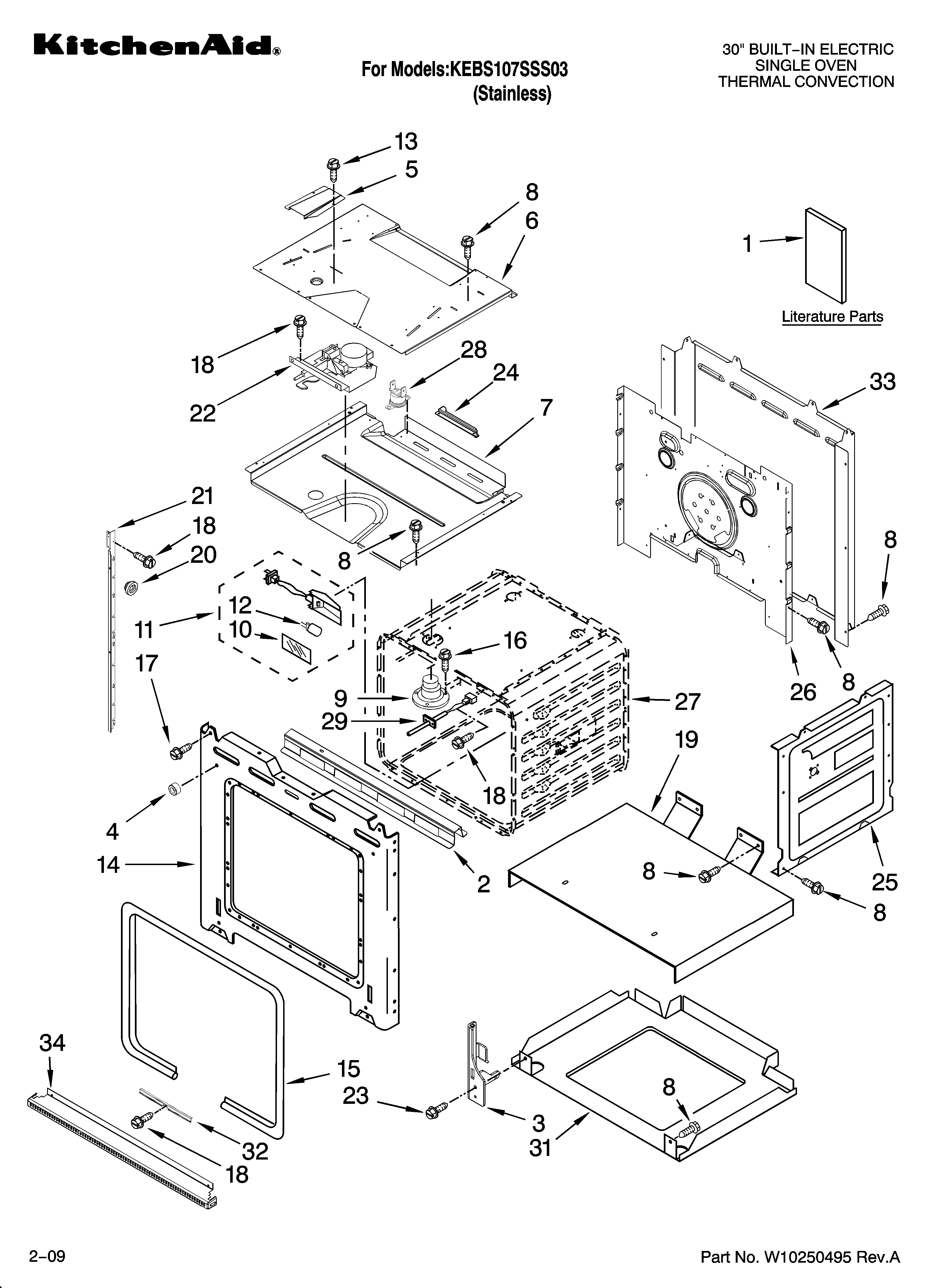 KitchenAid KEBS107SSS03 oven parts diagram