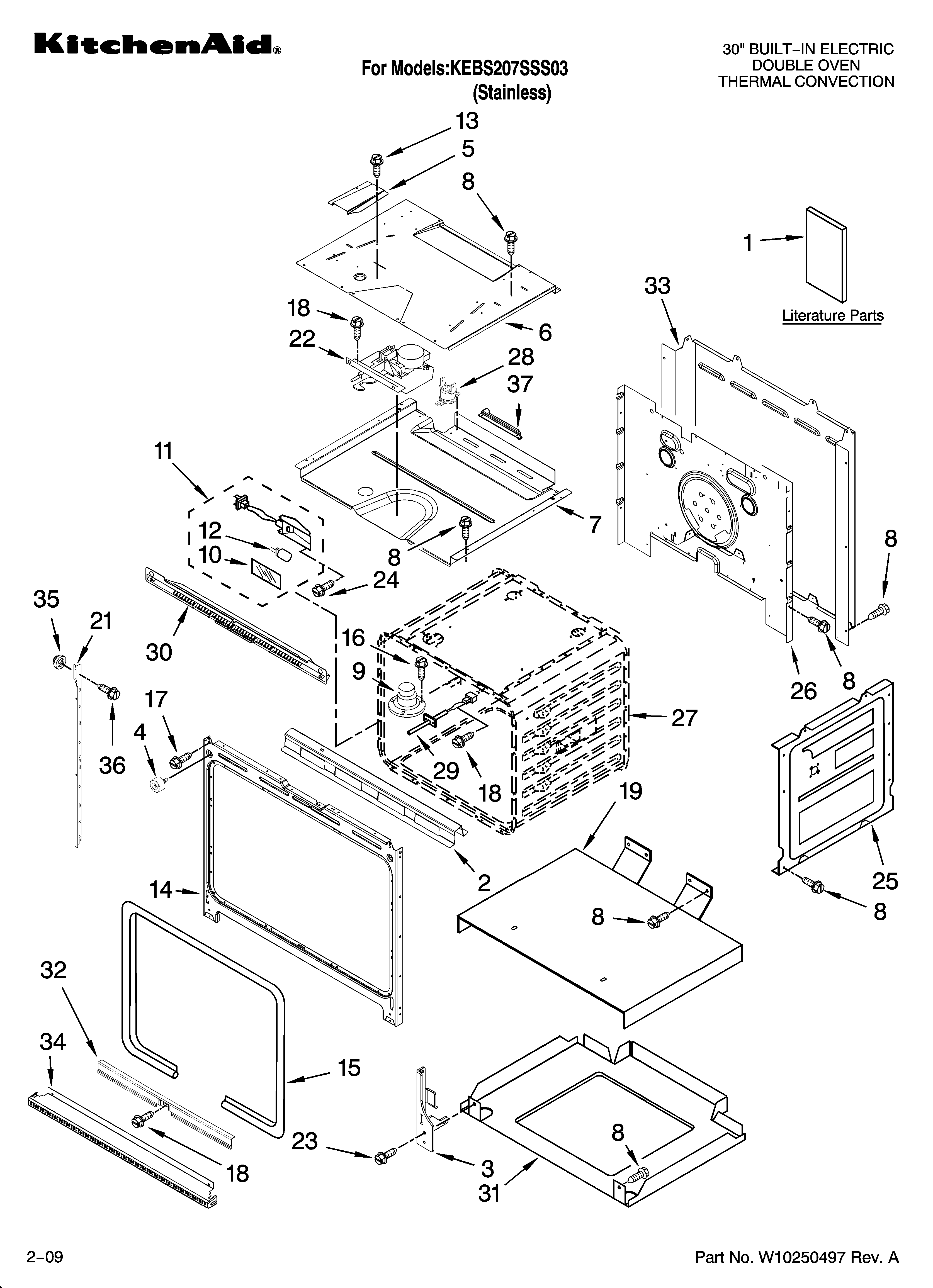 KitchenAid KEBS207SSS03 oven parts diagram