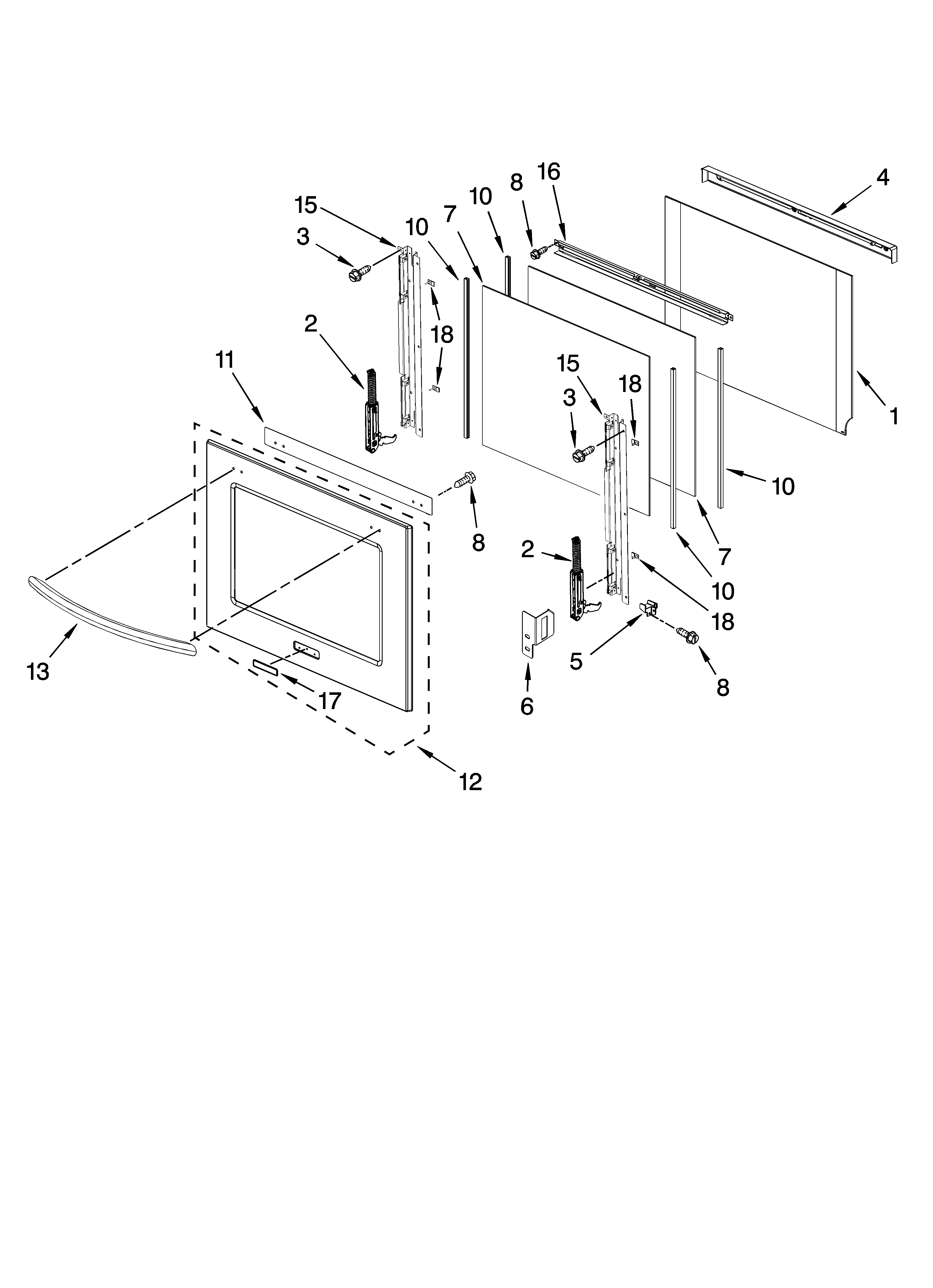 KitchenAid KEBS207SSS03 oven door parts diagram