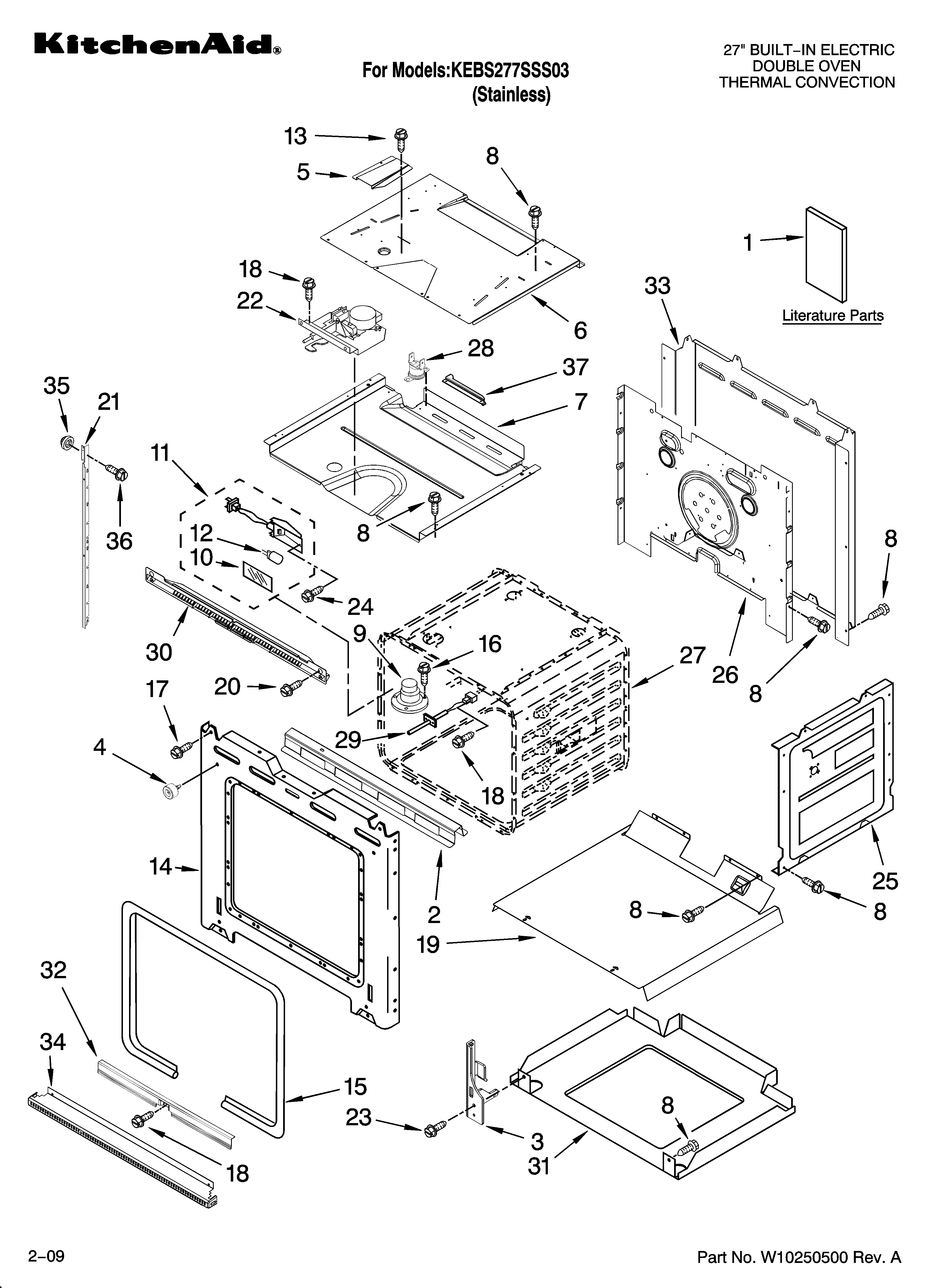 KitchenAid KEBS277SSS03 oven parts diagram