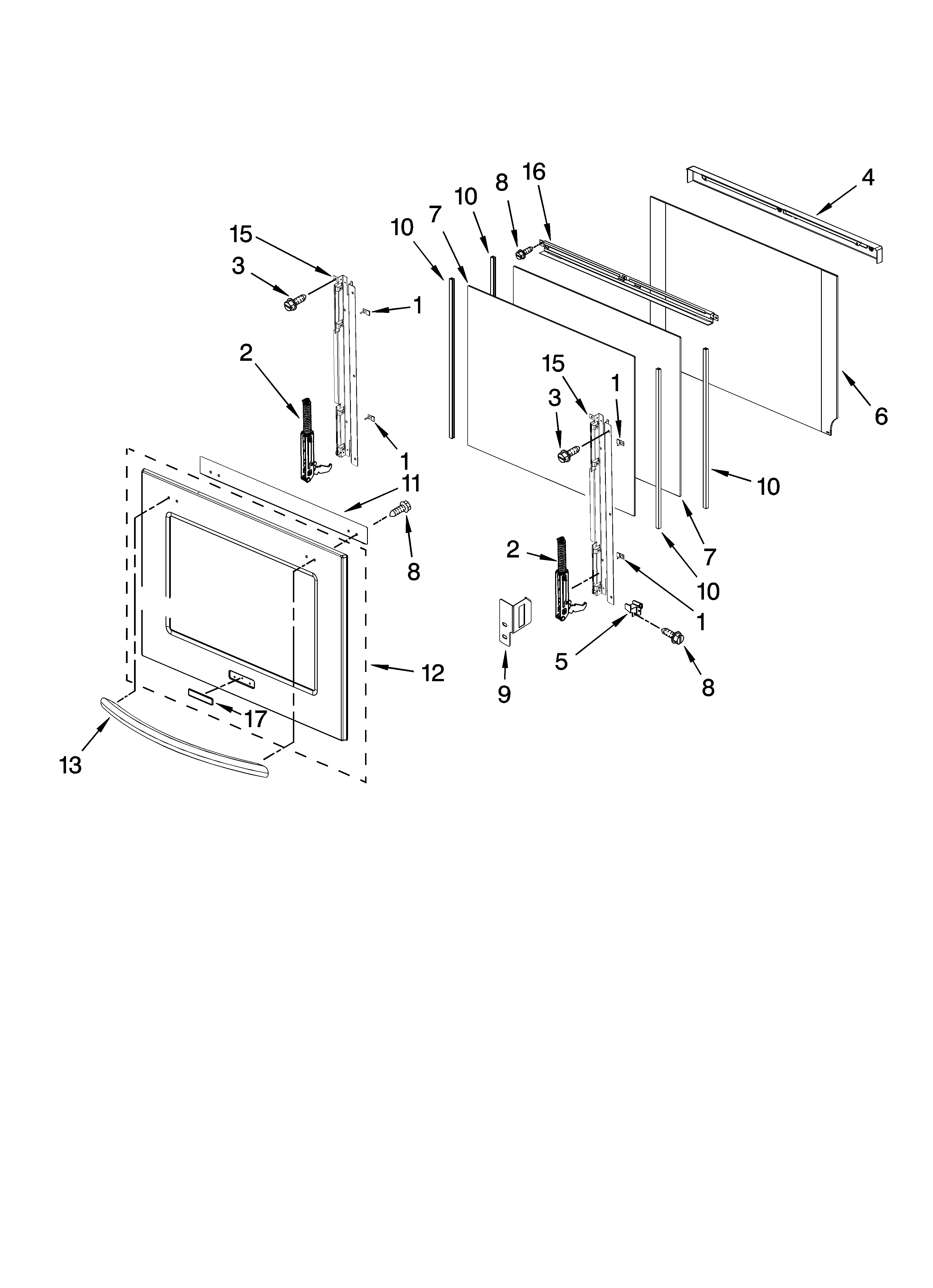 KitchenAid KEBS277SSS03 oven door parts diagram